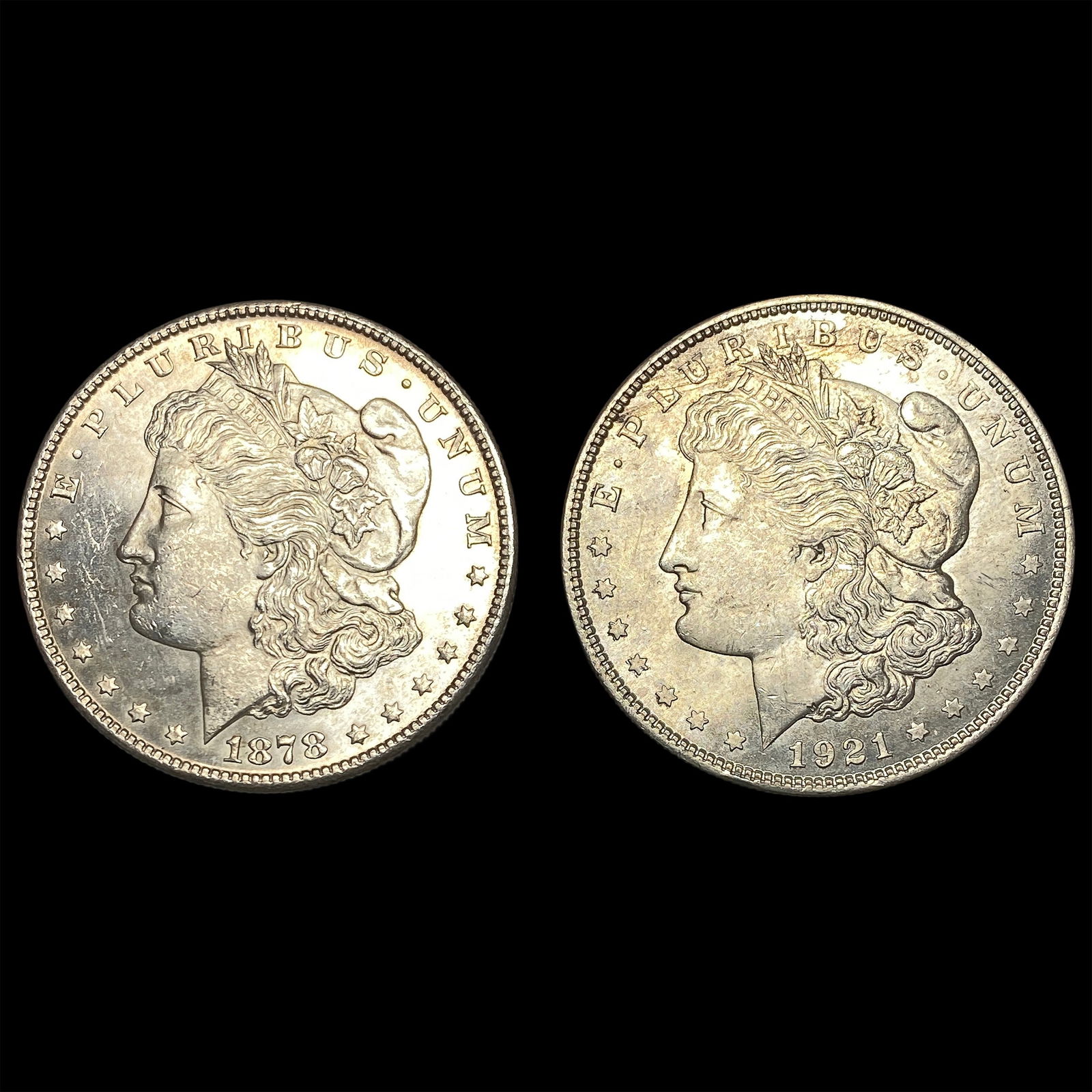 (1) 1878 Morgan Silver Dollar (2) 1921 Morgan Silver Dollar UNCIRCULATED (1 of 2)