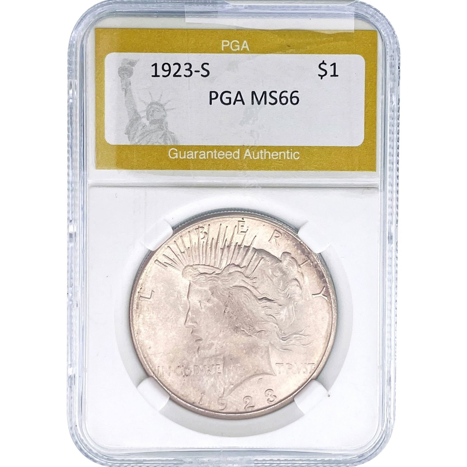 1923-S Silver Peace Dollar PGA MS66: 1923-S Silver Peace Dollar PGA MS66