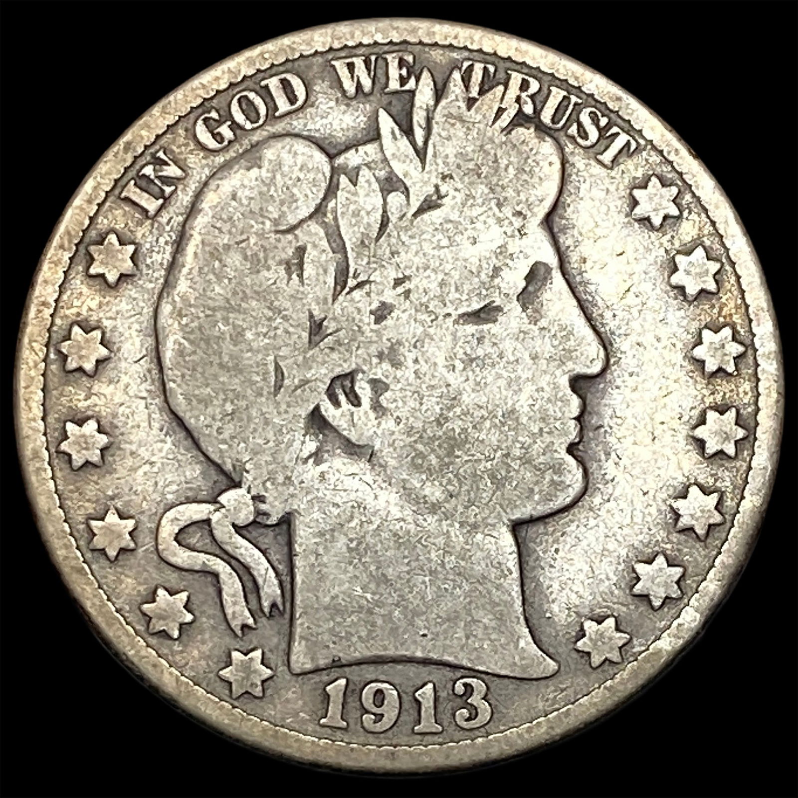 1913-D Silver Barber Half Dollar NICELY CIRCULATED (1 of 2)