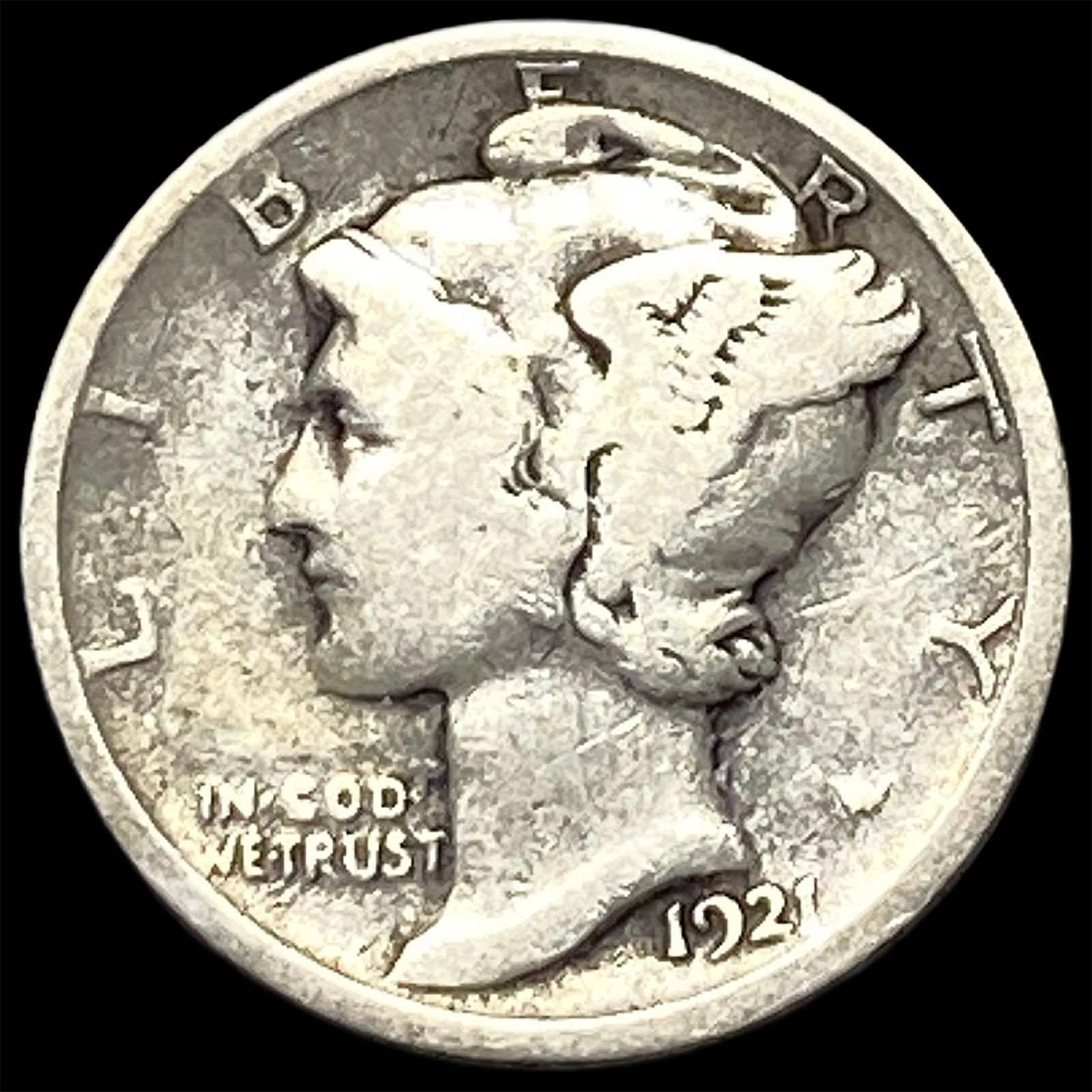 1921 Silver Mercury Dime LIGHTLY CIRCULATED: 1921 Silver Mercury Dime LIGHTLY CIRCULATED