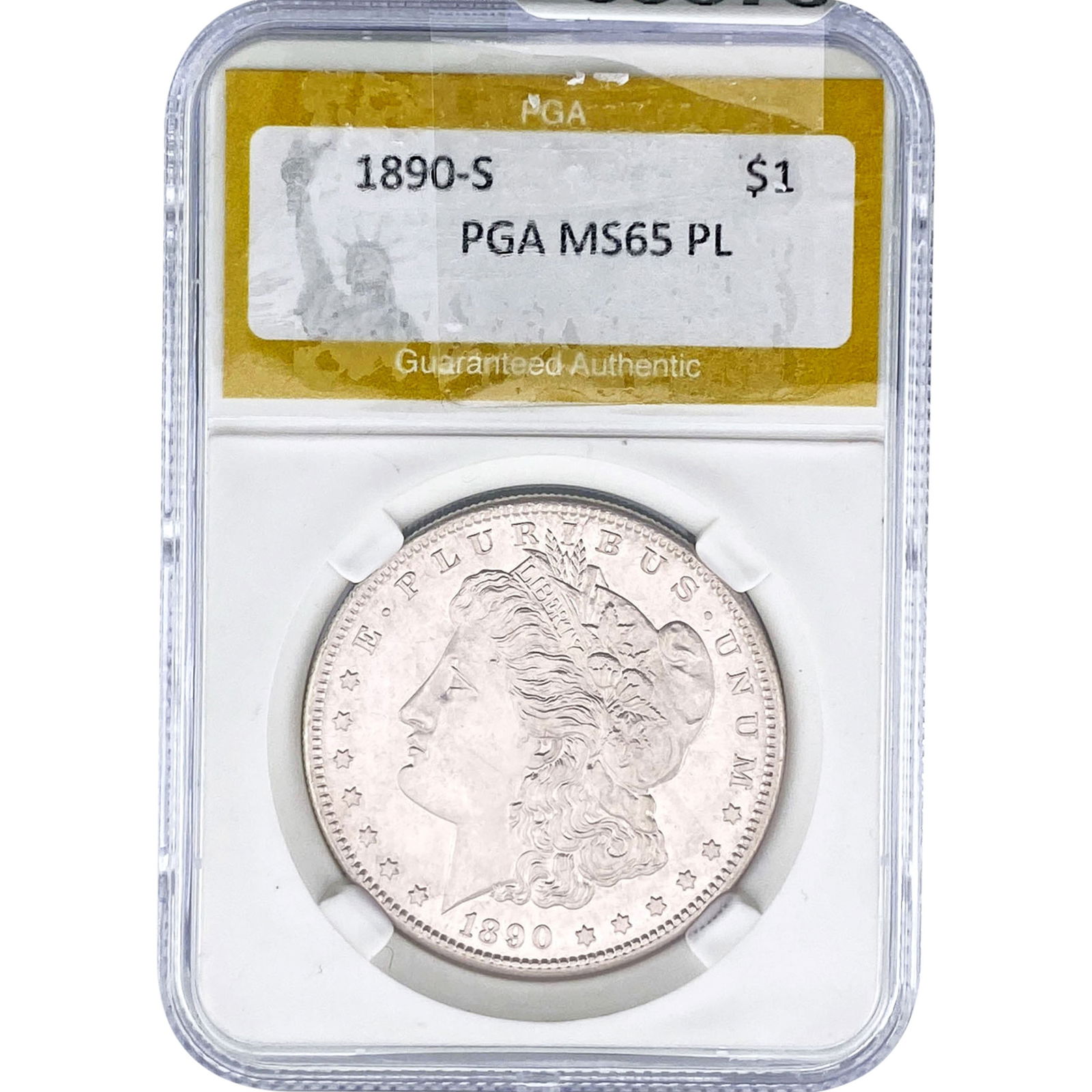 1890-S Morgan Silver Dollar PGA MS65 PL: 1890-S Morgan Silver Dollar PGA MS65 PL