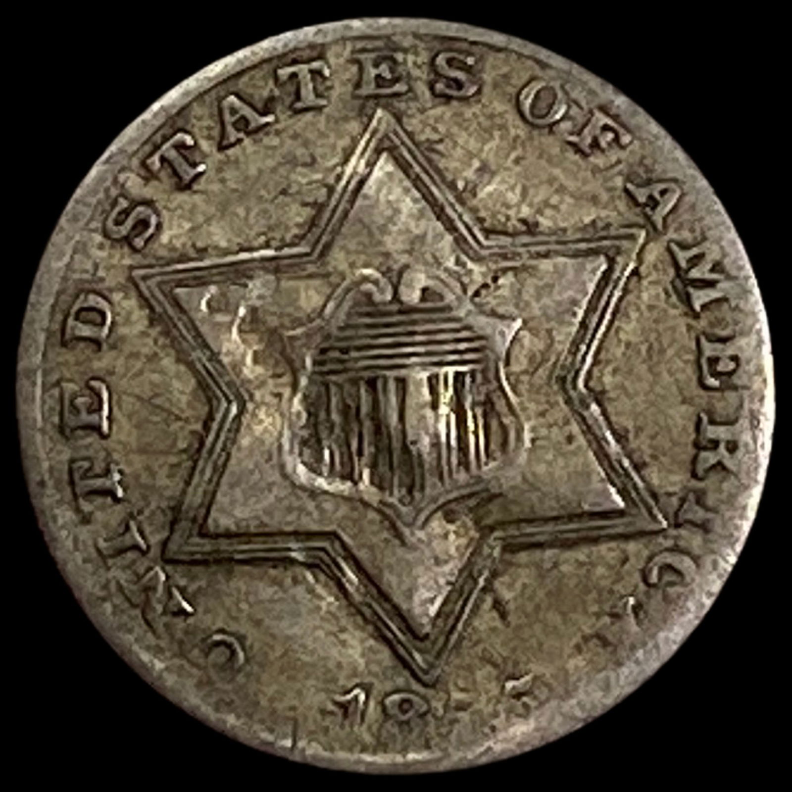 1855 Silver Three-Cent Piece NEARLY UNCIRCULATED (1 of 2)