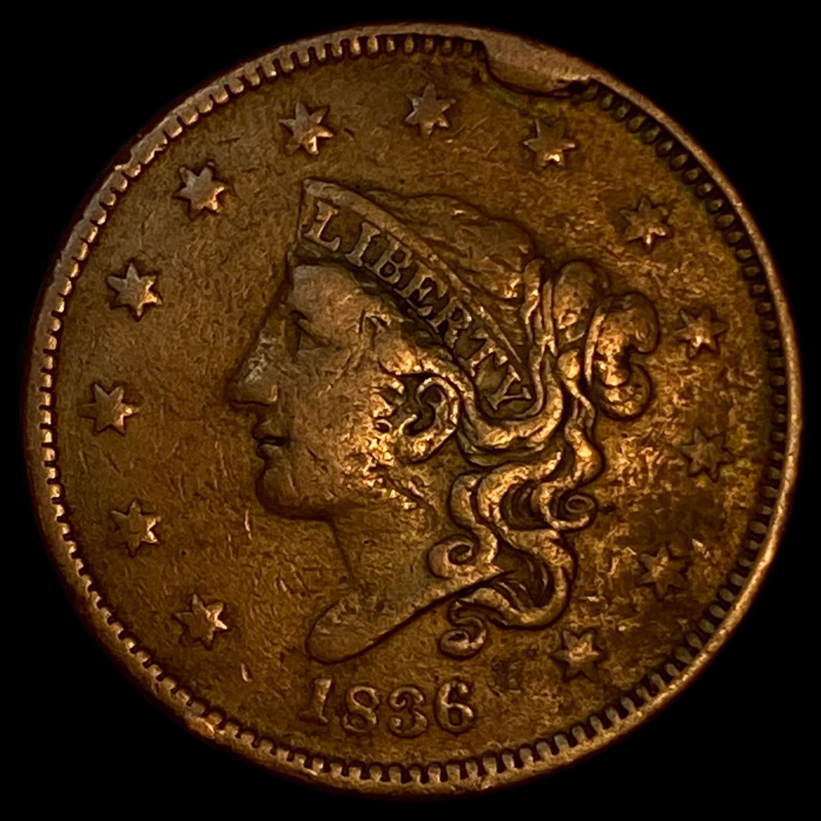 1836 Coronet Head Large Cent LIGHTLY CIRCULATED (1 of 2)