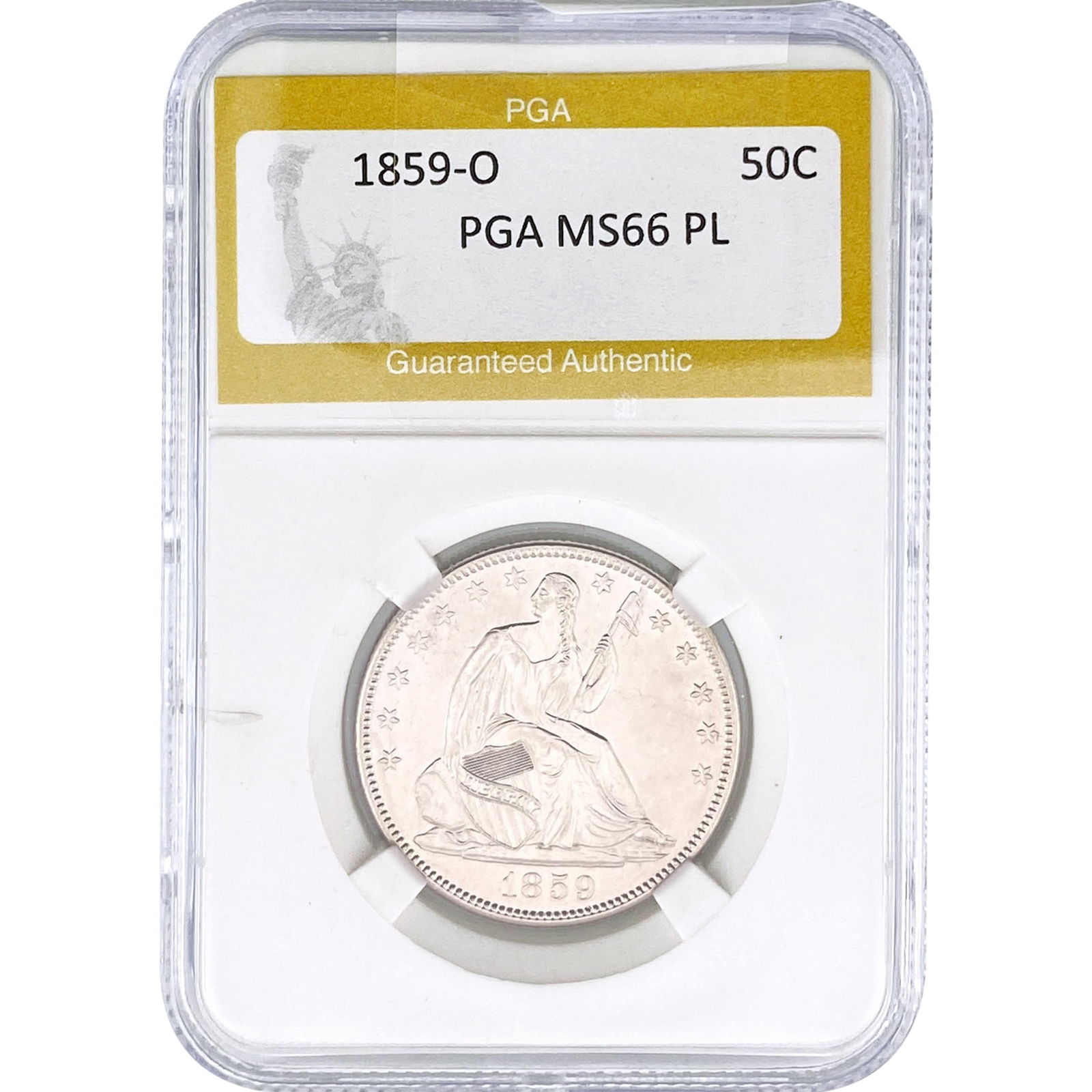 1859-O Seated Liberty Half Dollar PGA MS66 PL (1 of 2)