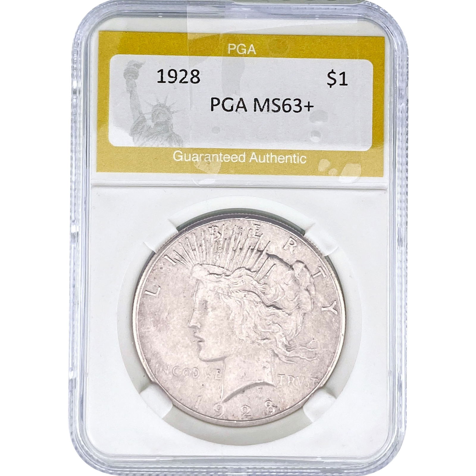 1928 Silver Peace Dollar PGA MS63+: 1928 Silver Peace Dollar PGA MS63+