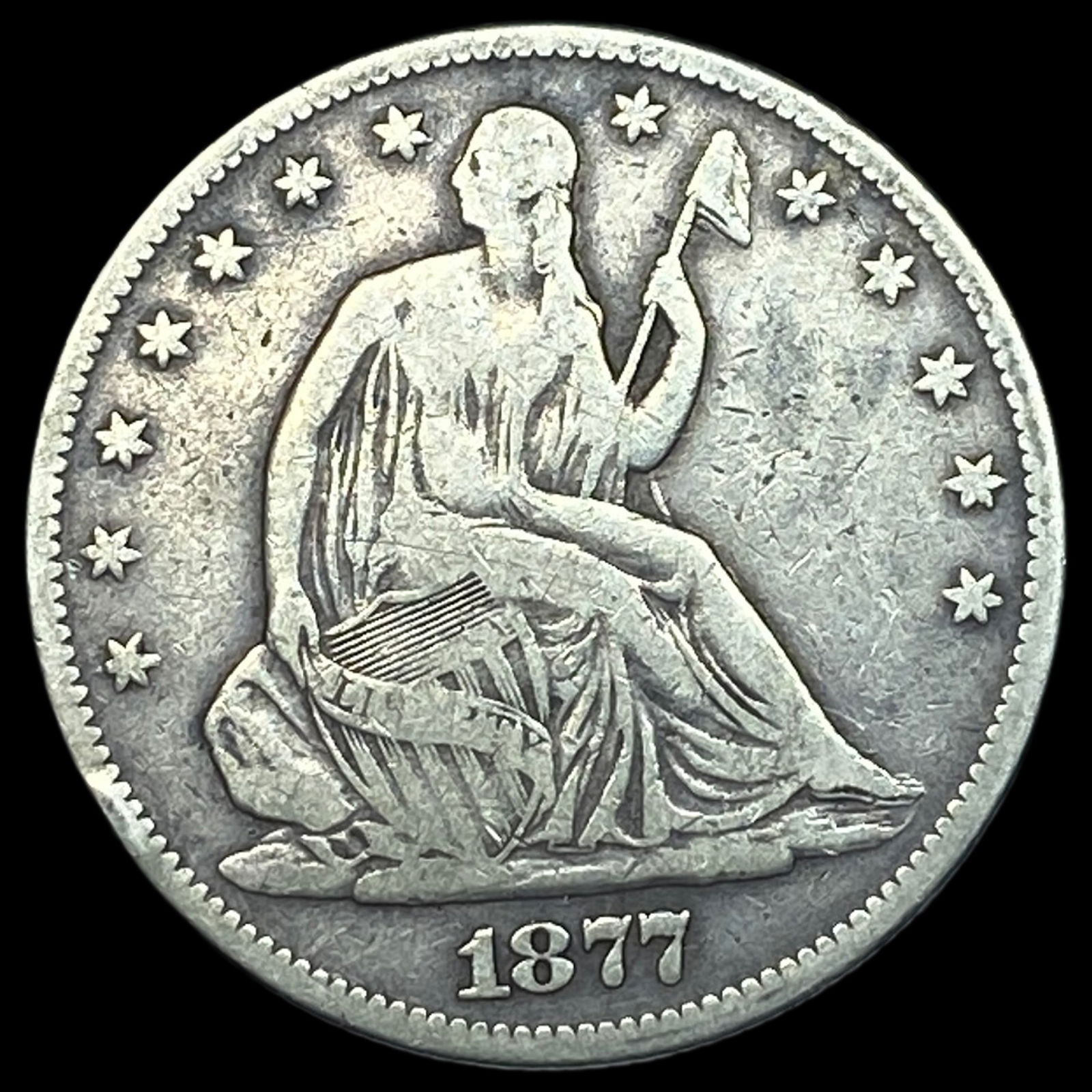 1877 Seated Liberty Half Dollar LIGHTLY CIRCULATED: 1877 Seated Liberty Half Dollar LIGHTLY CIRCULATED