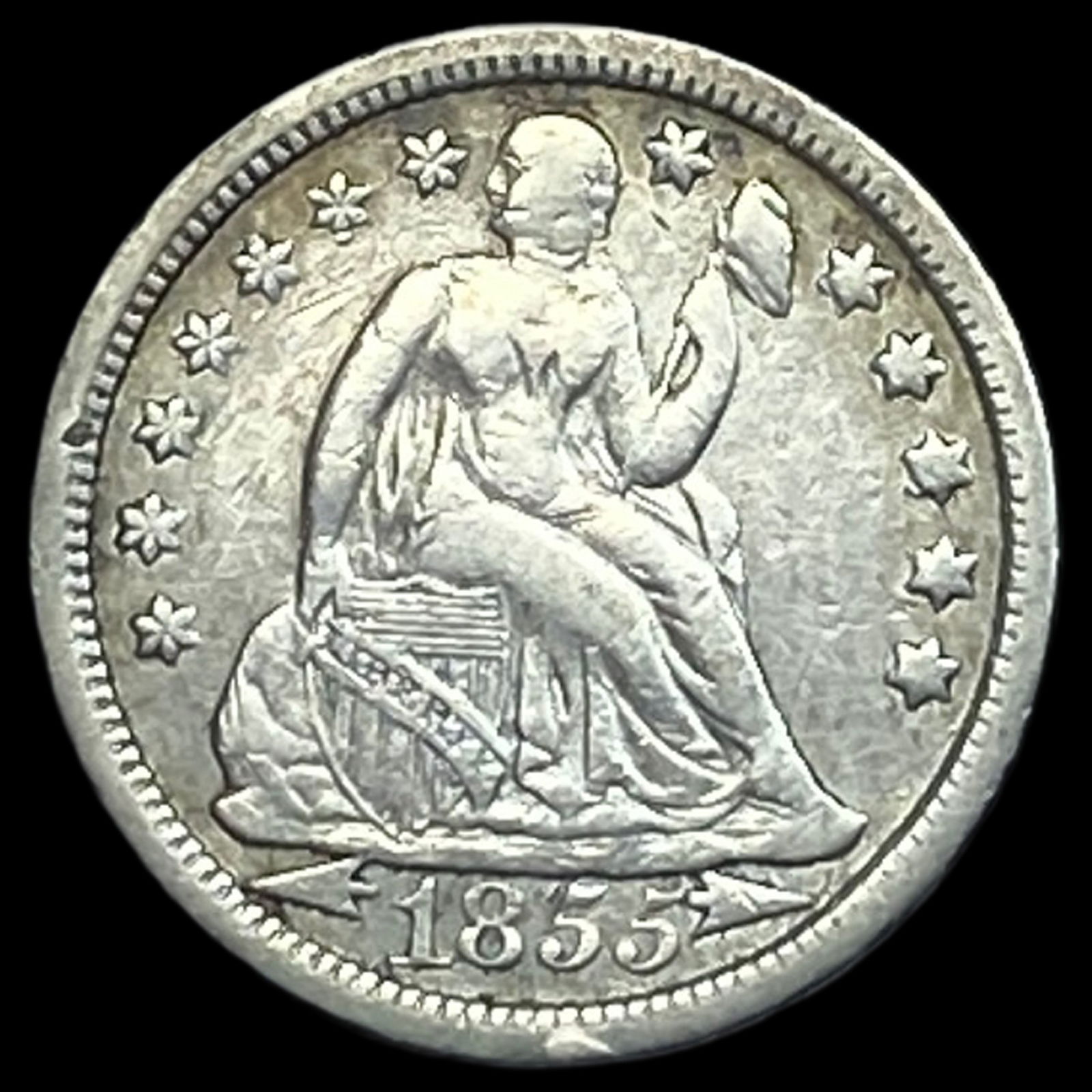 1855 Seated Liberty Dime LIGHTLY CIRCULATED (1 of 2)