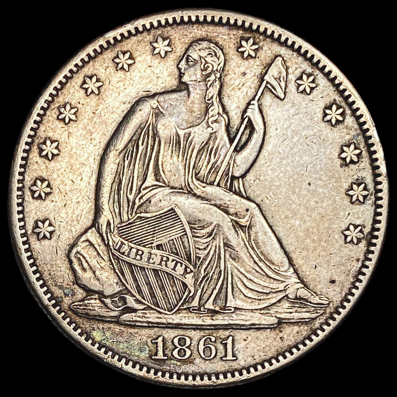 1861 Silver Seated Liberty Half Dollar CHOICE AU (1 of 2)