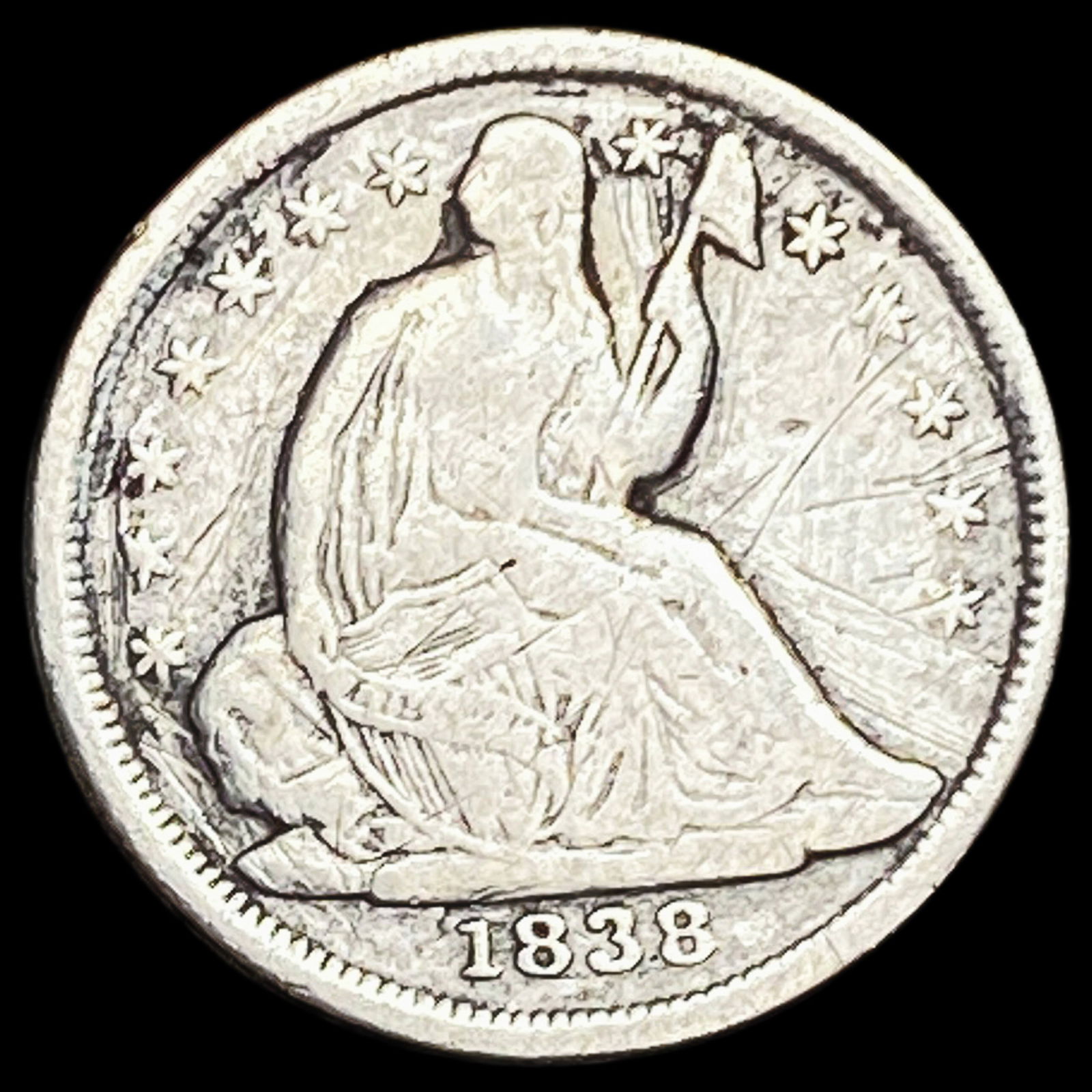 1838 Seated Liberty Half Dime LIGHTLY CIRCULATED (1 of 2)