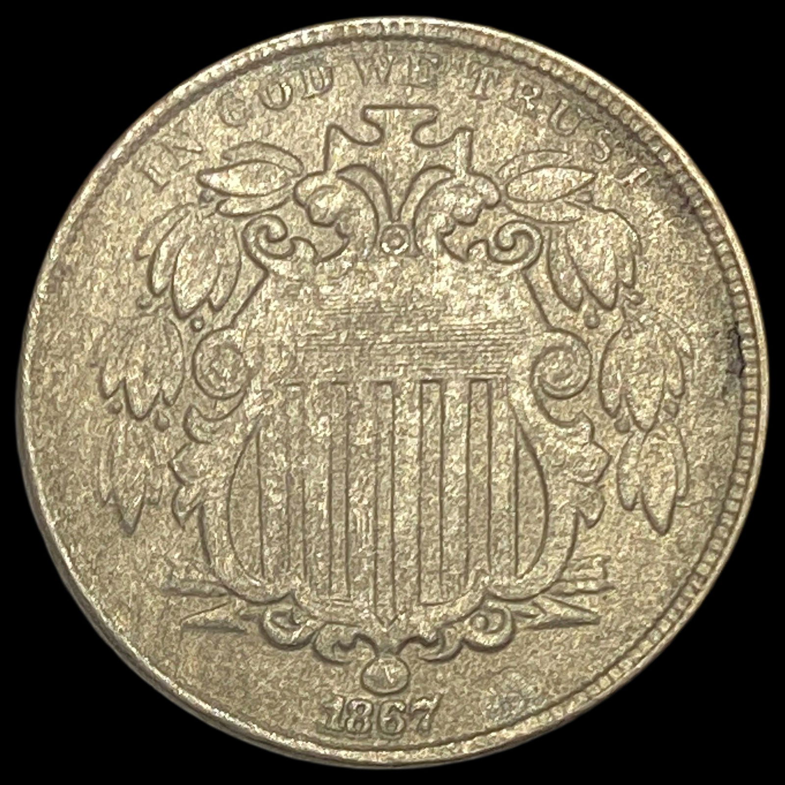 1867 Shield Nickel NEARLY UNCIRCULATED (1 of 2)
