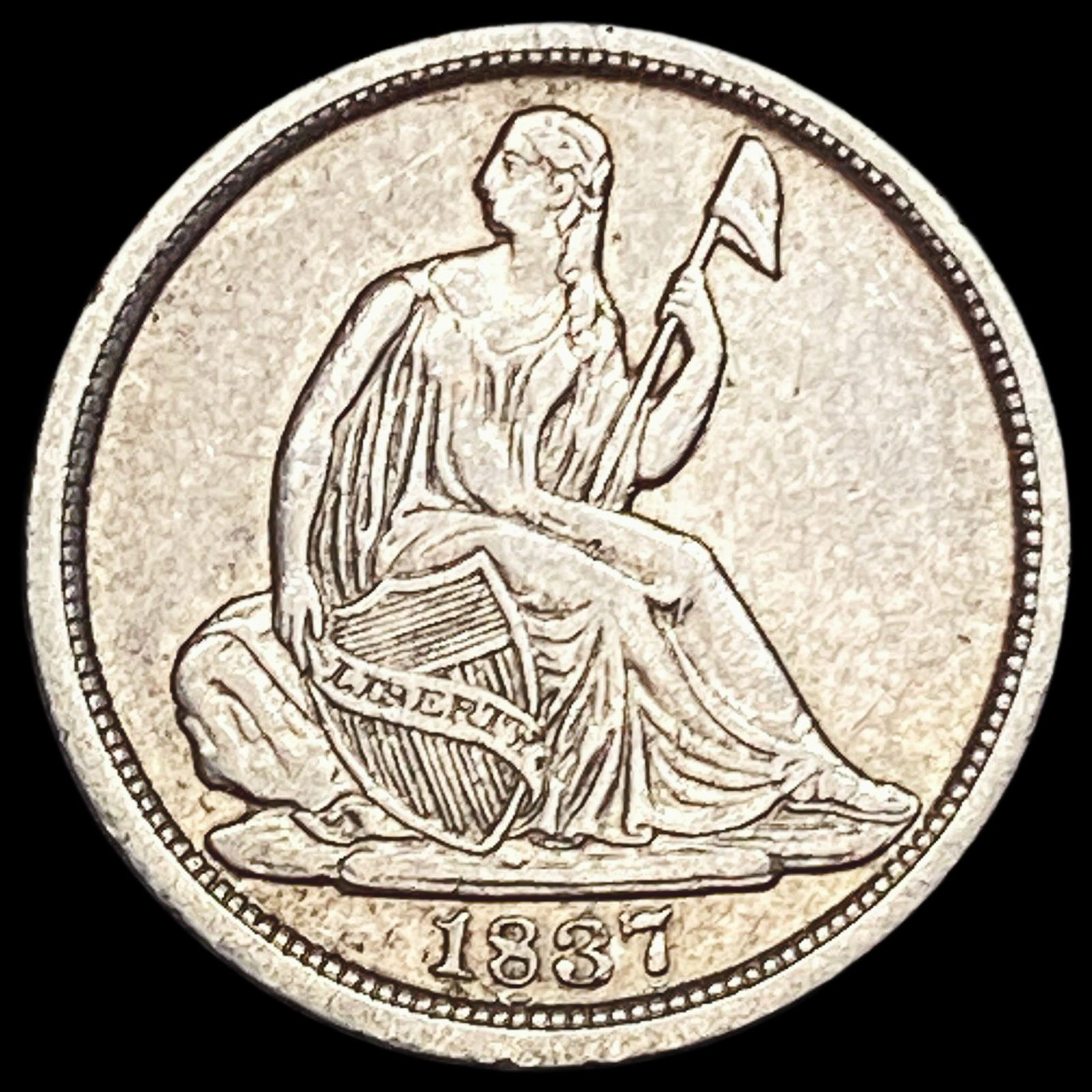 1837 Seated Liberty Half Dime No Stars CLOSELY UNCIRCULATED: 1837 Seated Liberty Half Dime No Stars CLOSELY UNCIRCULATED