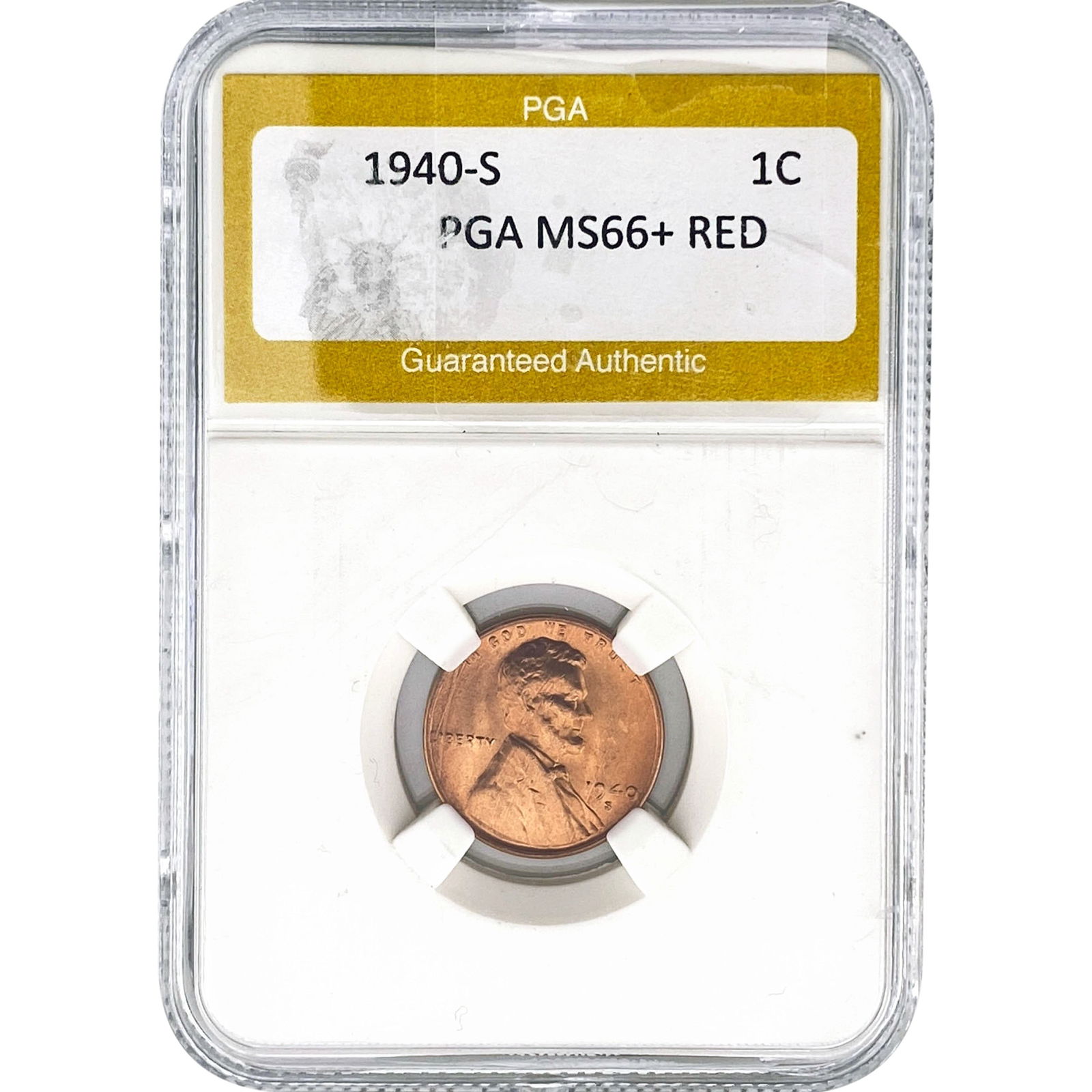 1940-S Wheat Cent PGA MS66+ RED: 1940-S Wheat Cent PGA MS66+ RED