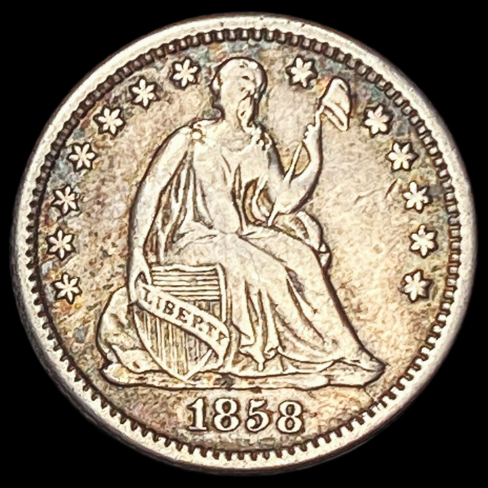 1858-O Seated Liberty Half Dime CLOSELY UNCIRCULATED (1 of 2)