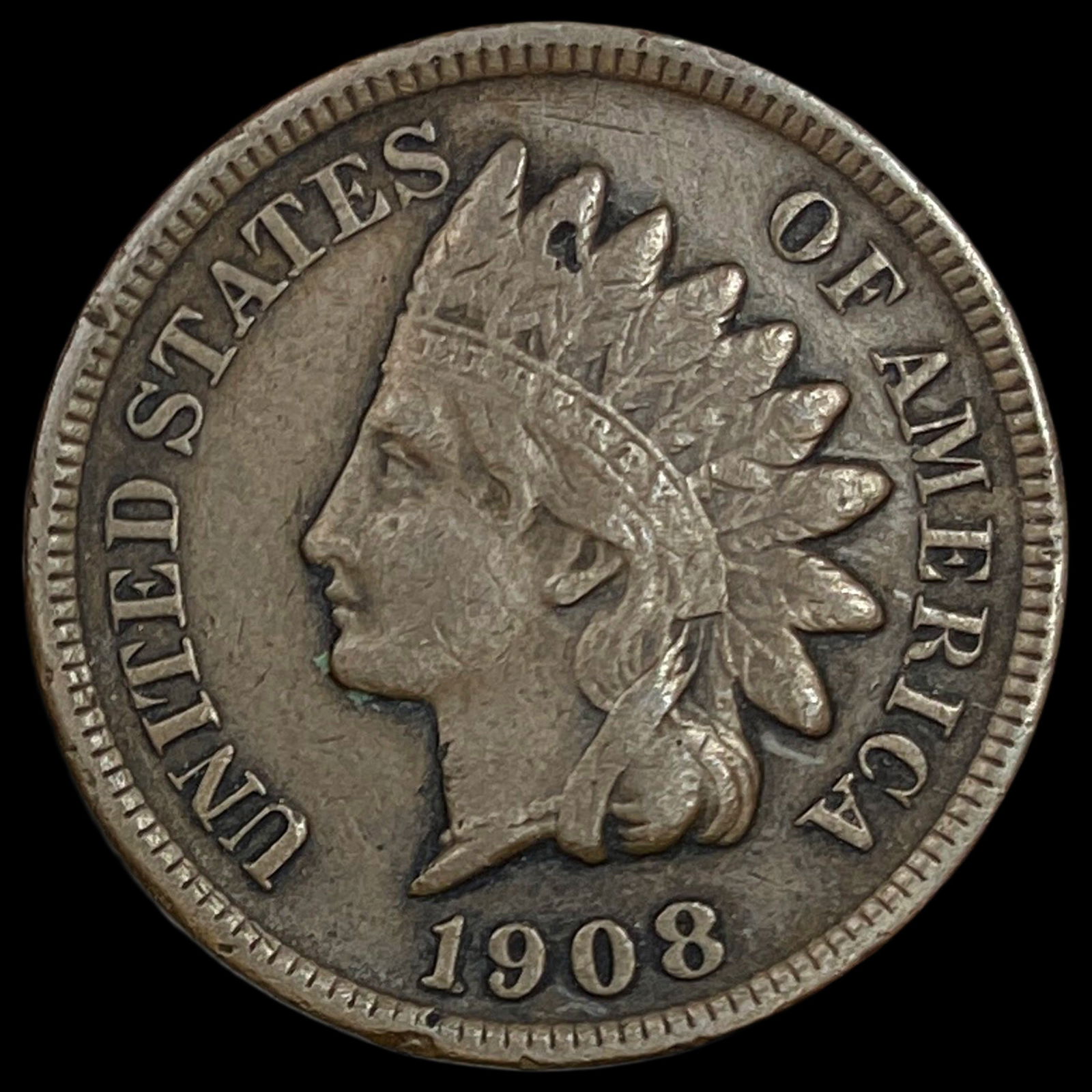 1908-S Indian Head Cent NEARLY UNCIRCULATED (1 of 2)
