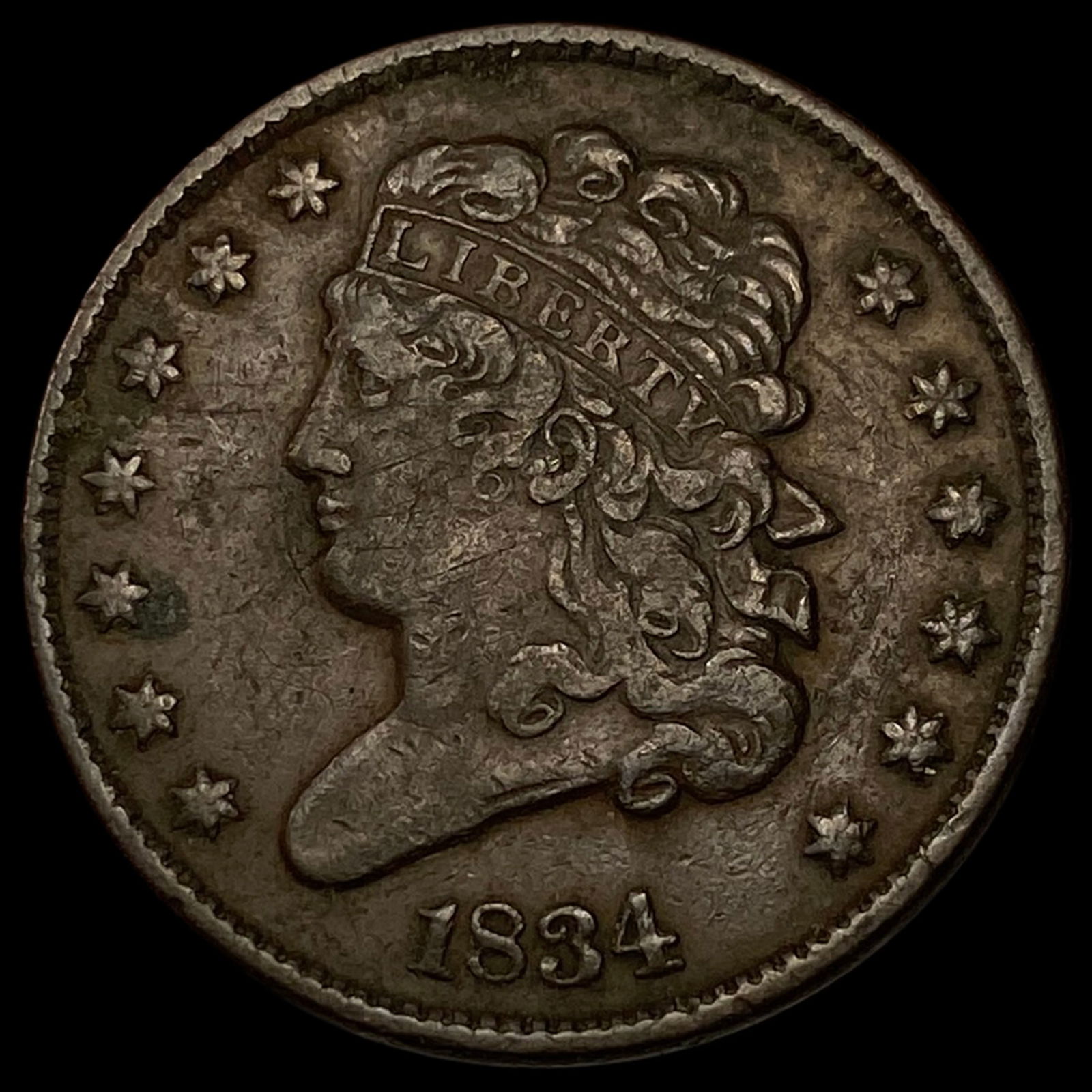 1834 Copper Half Cent NEARLY UNCIRCULATED (1 of 2)