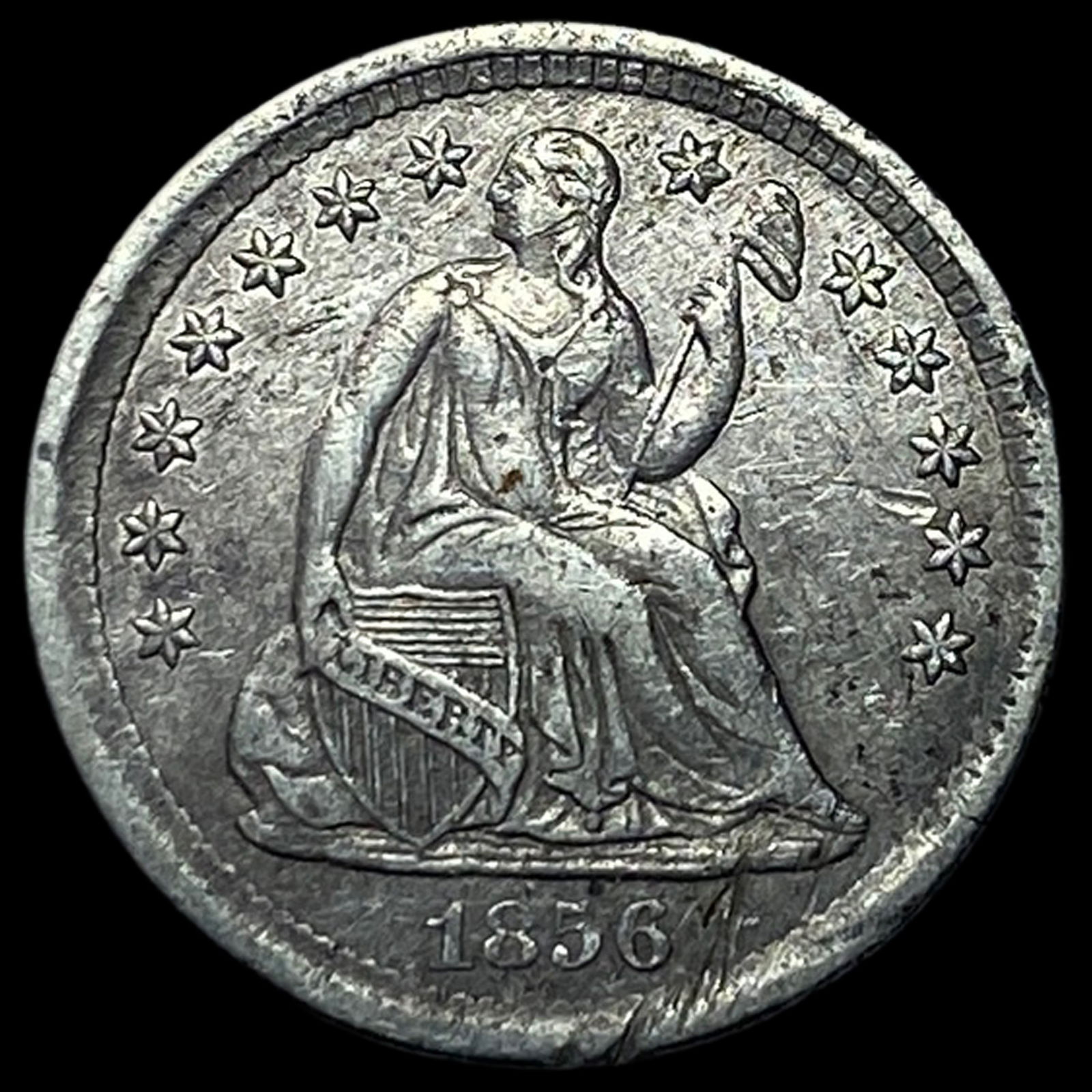 1856 Seated Liberty Half Dime NEARLY UNCIRCULATED (1 of 2)