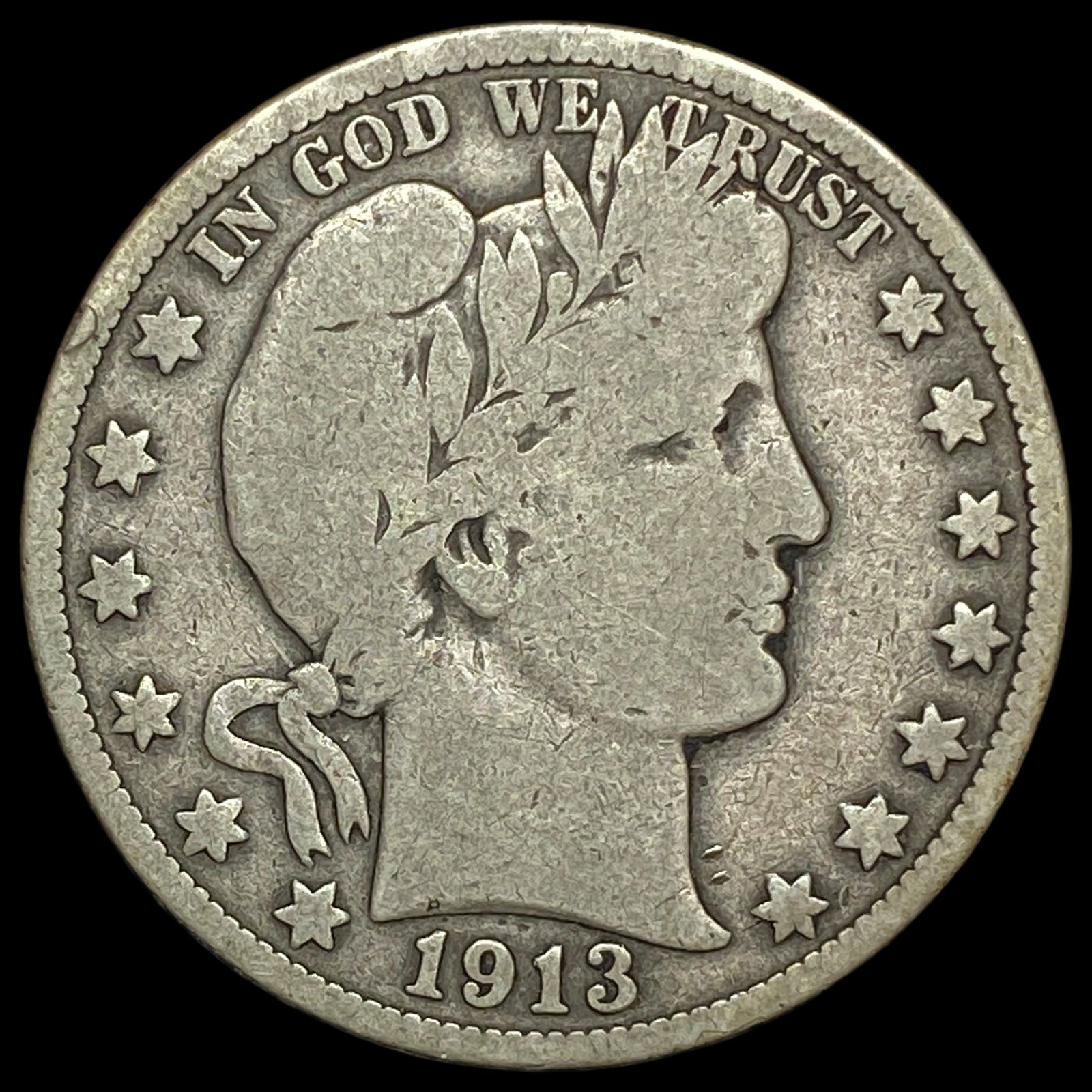 1913-S Silver Barber Half Dollar NICELY CIRCULATED (1 of 2)