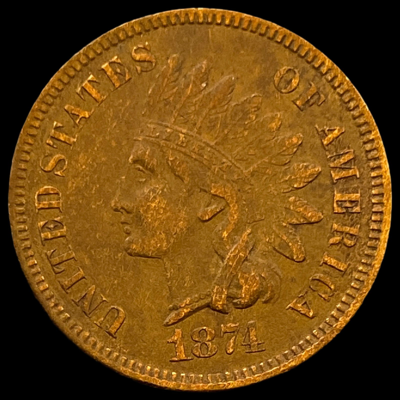 1874 Indian Head Cent CLOSELY UNCIRCULATED (1 of 2)