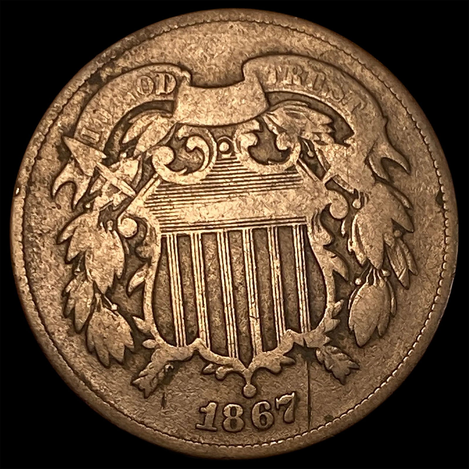 1867 Two-Cent Piece LIGHTLY CIRCULATED (1 of 2)