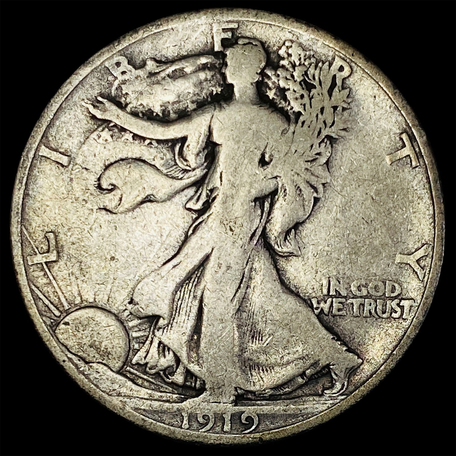 1919-D Silver Walking Liberty Half Dollar NICELY CIRCULATED: 1919-D Silver Walking Liberty Half Dollar NICELY CIRCULATED