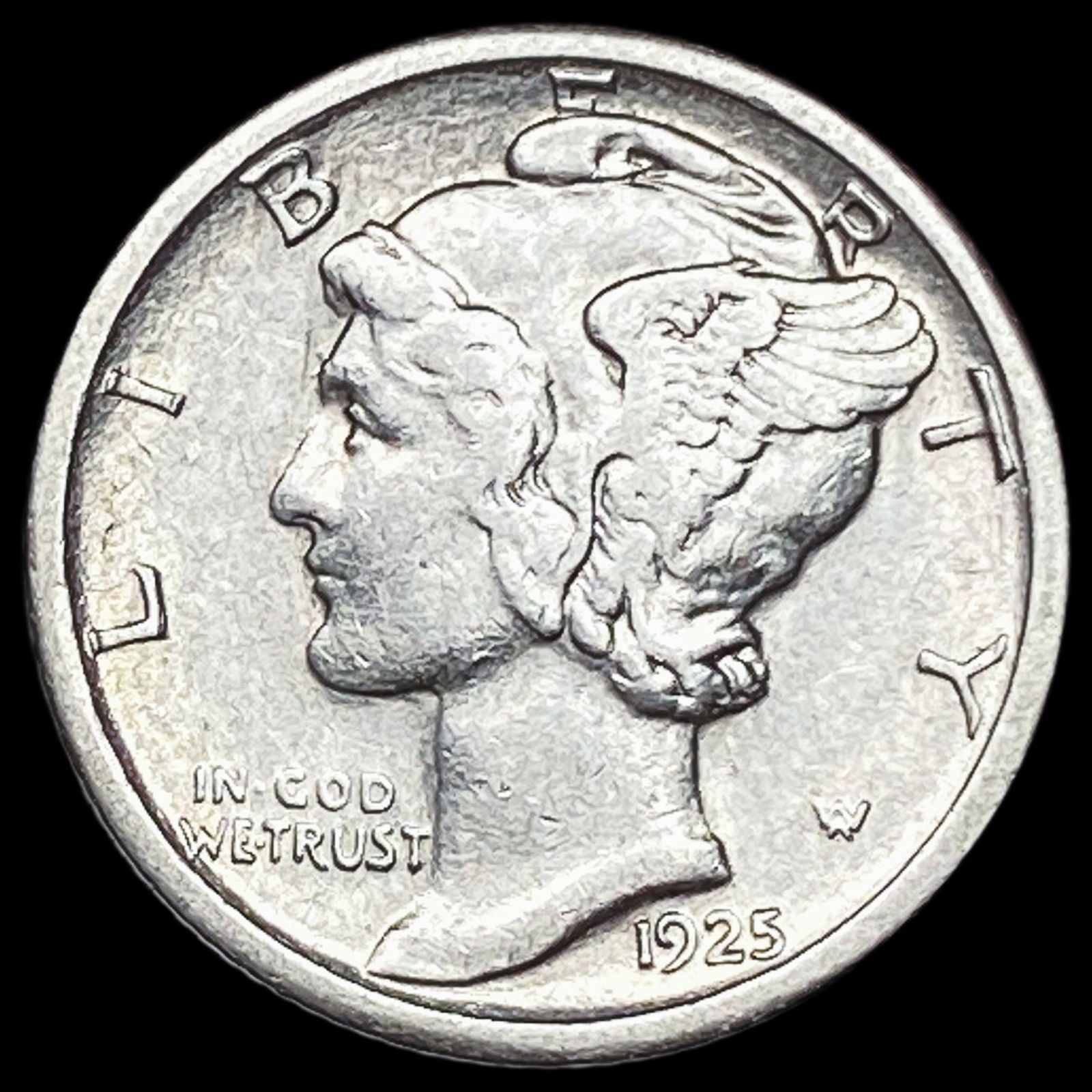 1925-S Silver Mercury Dime NEARLY UNCIRCULATED (1 of 2)
