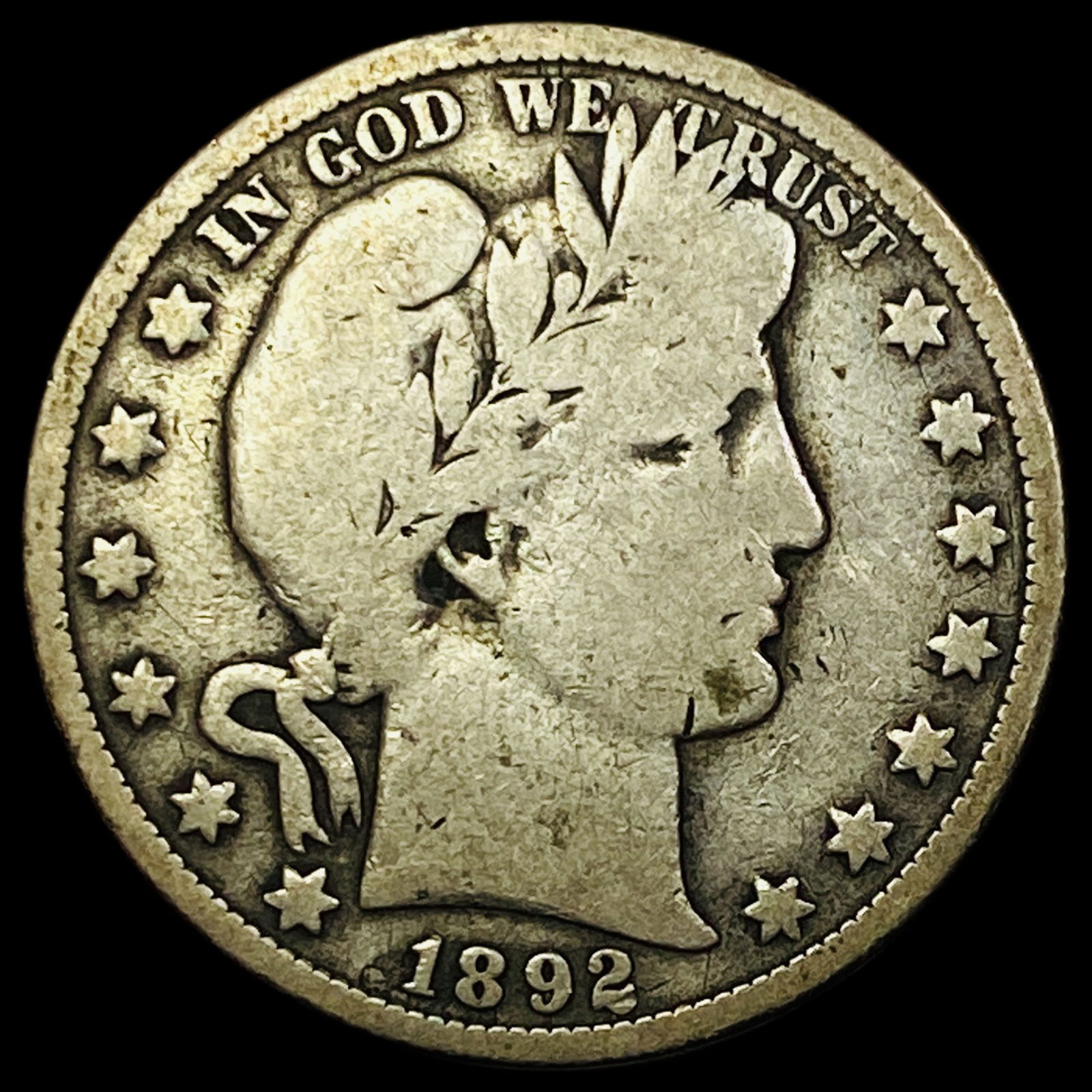 1892-O Silver Barber Half Dollar NICELY CIRCULATED (1 of 2)