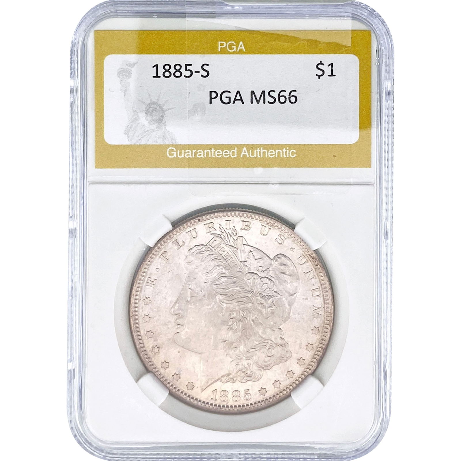 1885-S Morgan Silver Dollar PGA MS66: 1885-S Morgan Silver Dollar PGA MS66
