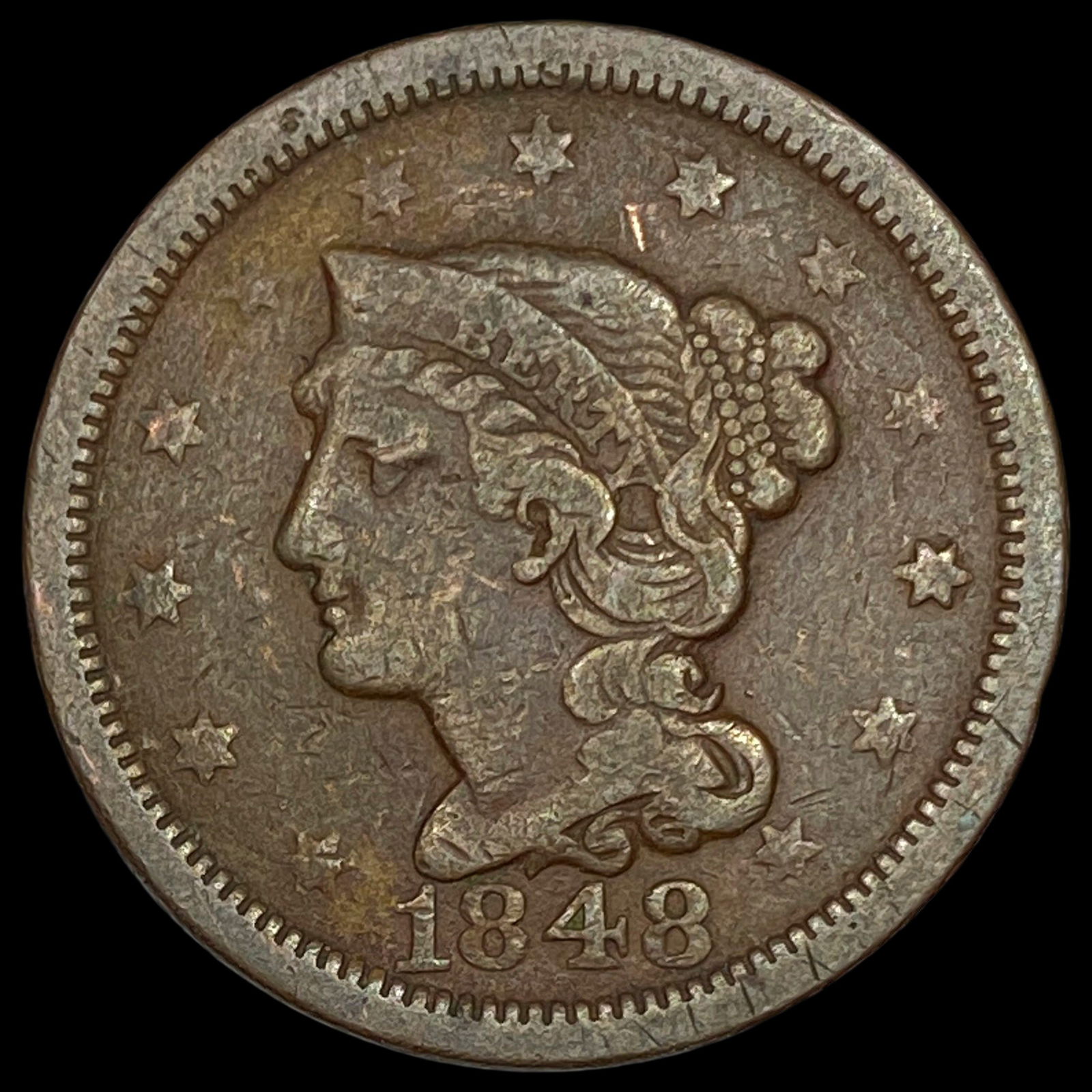 1848 Braided Hair Large Cent ABOUT UNCIRCULATED (1 of 2)