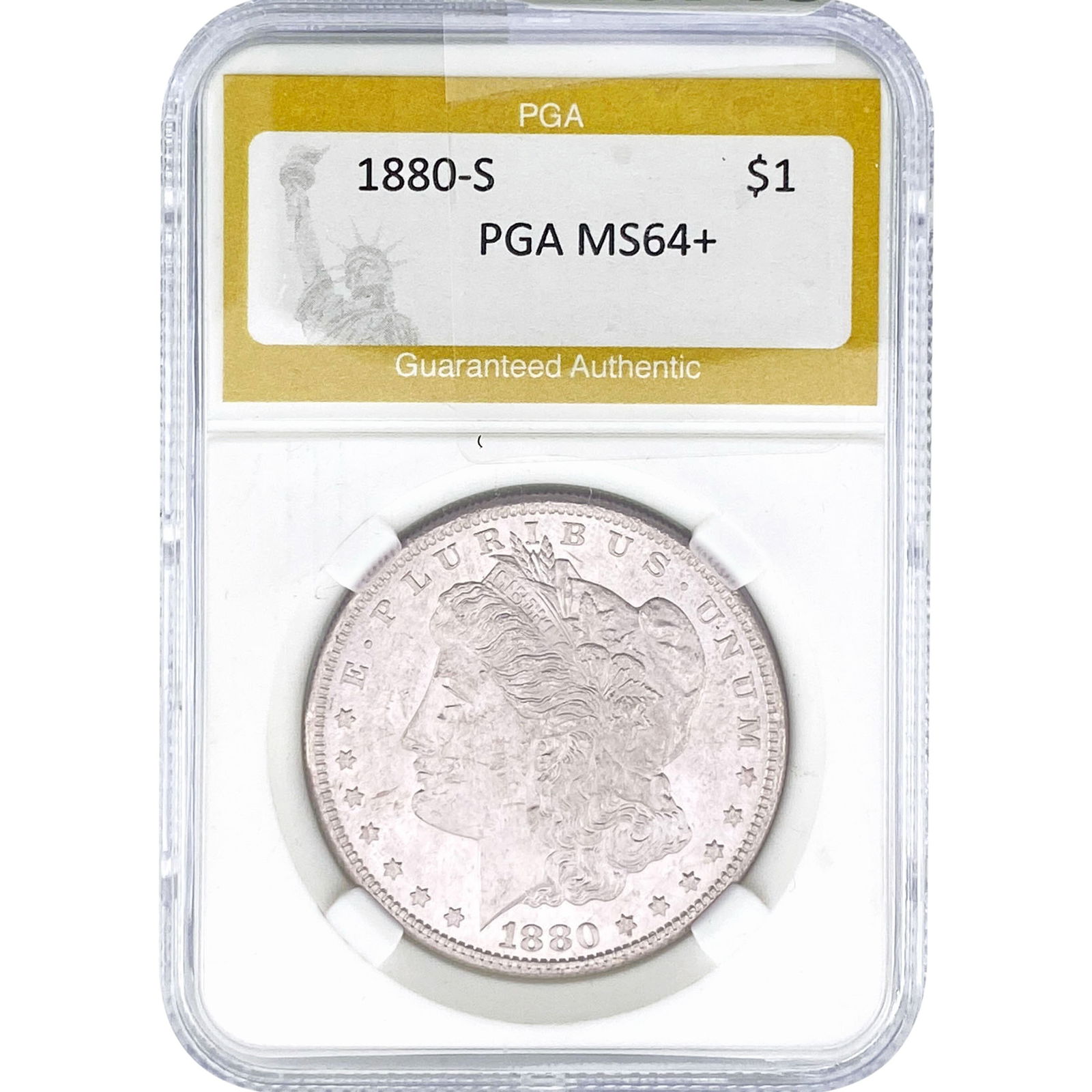 1880-S Morgan Silver Dollar PGA MS64+: 1880-S Morgan Silver Dollar PGA MS64+
