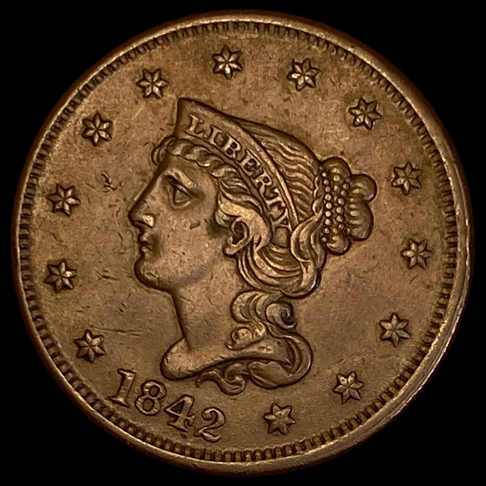 1842 Braided Hair Large Cent UNCIRCULATED (1 of 2)