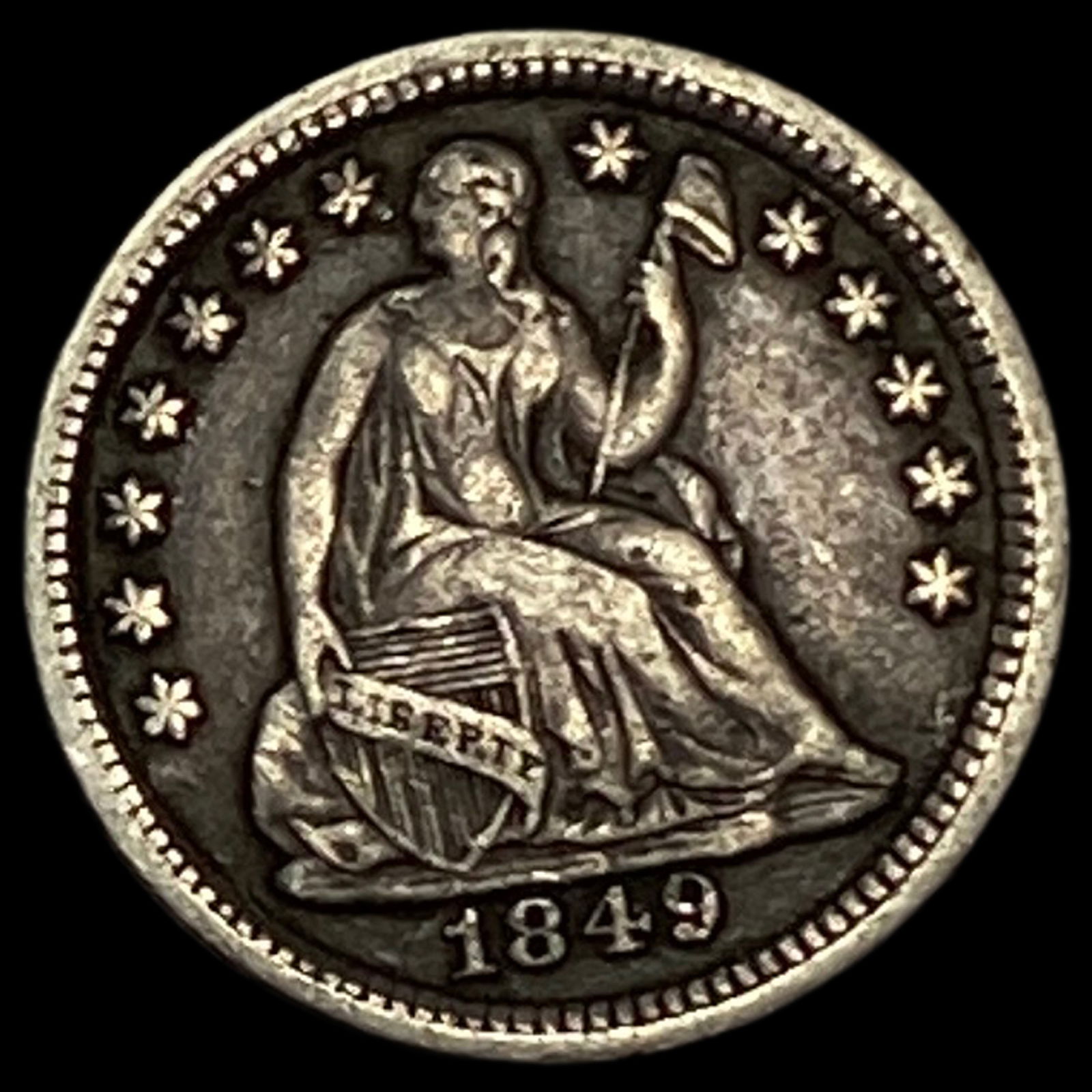1849 Seated Liberty Half Dime CLOSELY UNCIRCULATED (1 of 2)