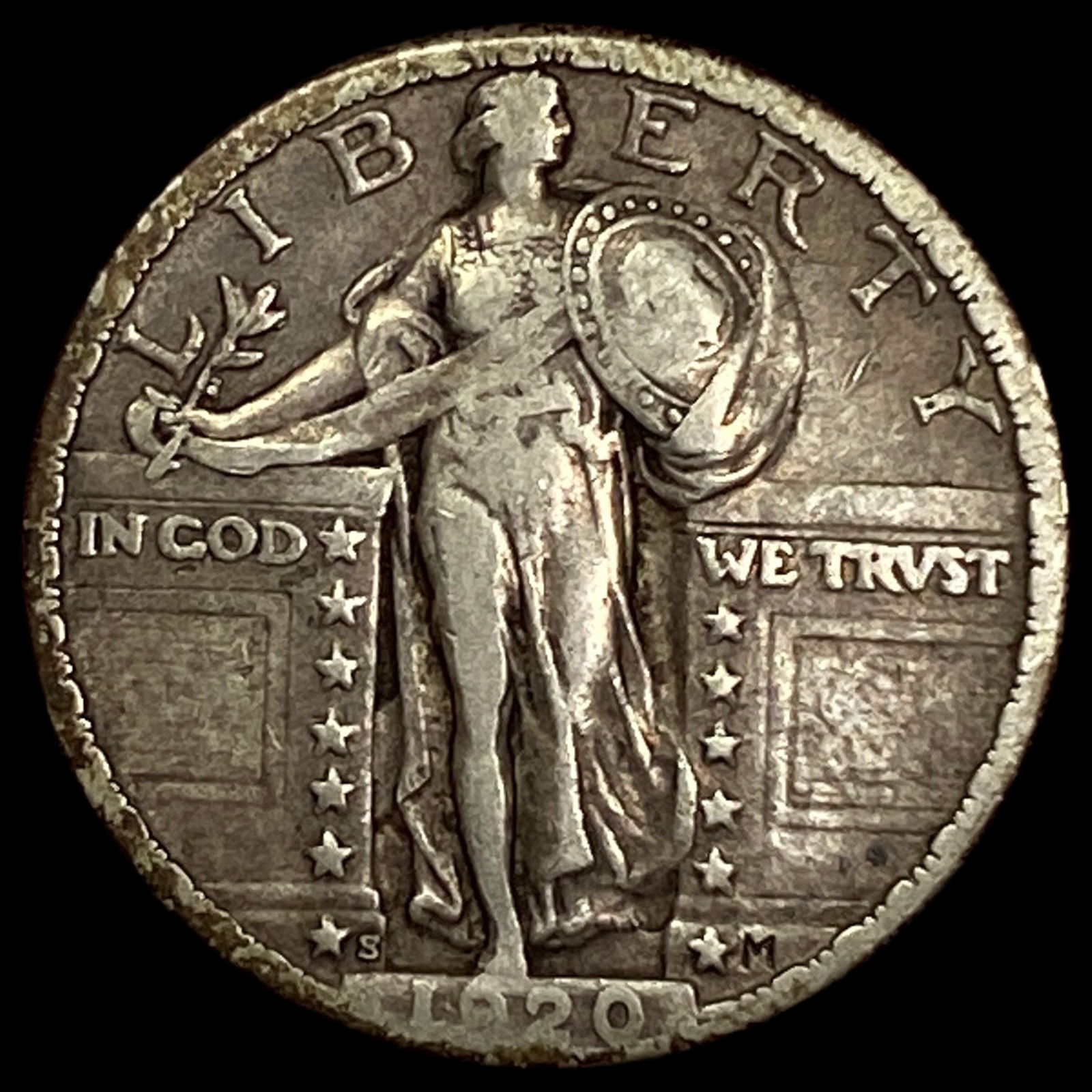 1920-S Silver Standing Liberty Quarter LIGHTLY CIRCULATED: 1920-S Silver Standing Liberty Quarter LIGHTLY CIRCULATED