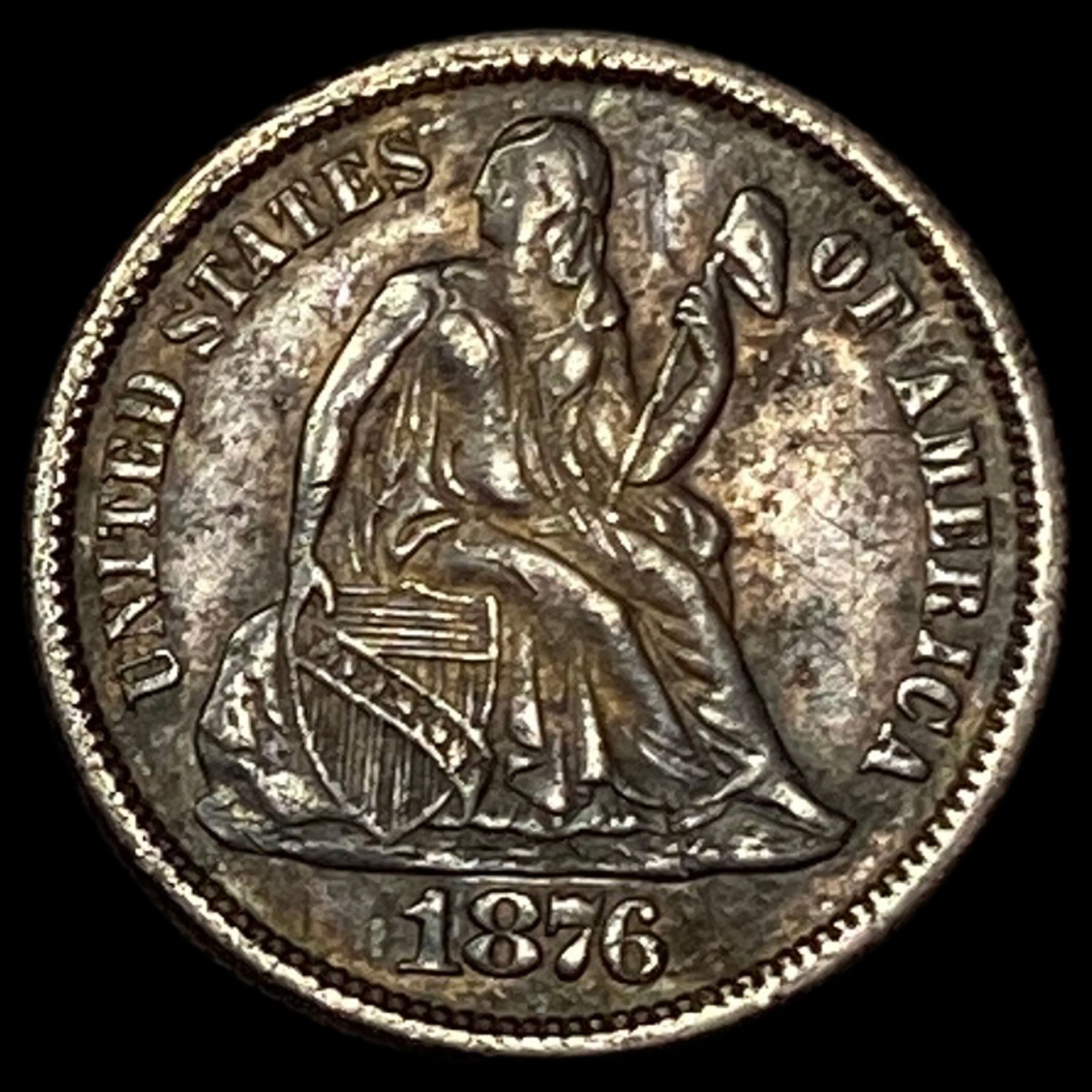 1876 Seated Liberty Dime CHOICE AU (1 of 2)