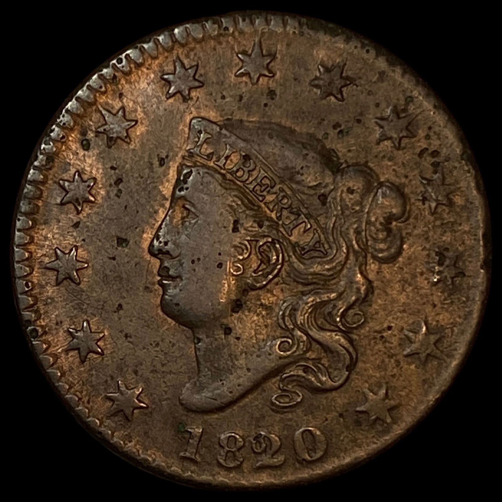 1820 Coronet Head Large Cent LIGHTLY CIRCULATED: 1820 Coronet Head Large Cent LIGHTLY CIRCULATED