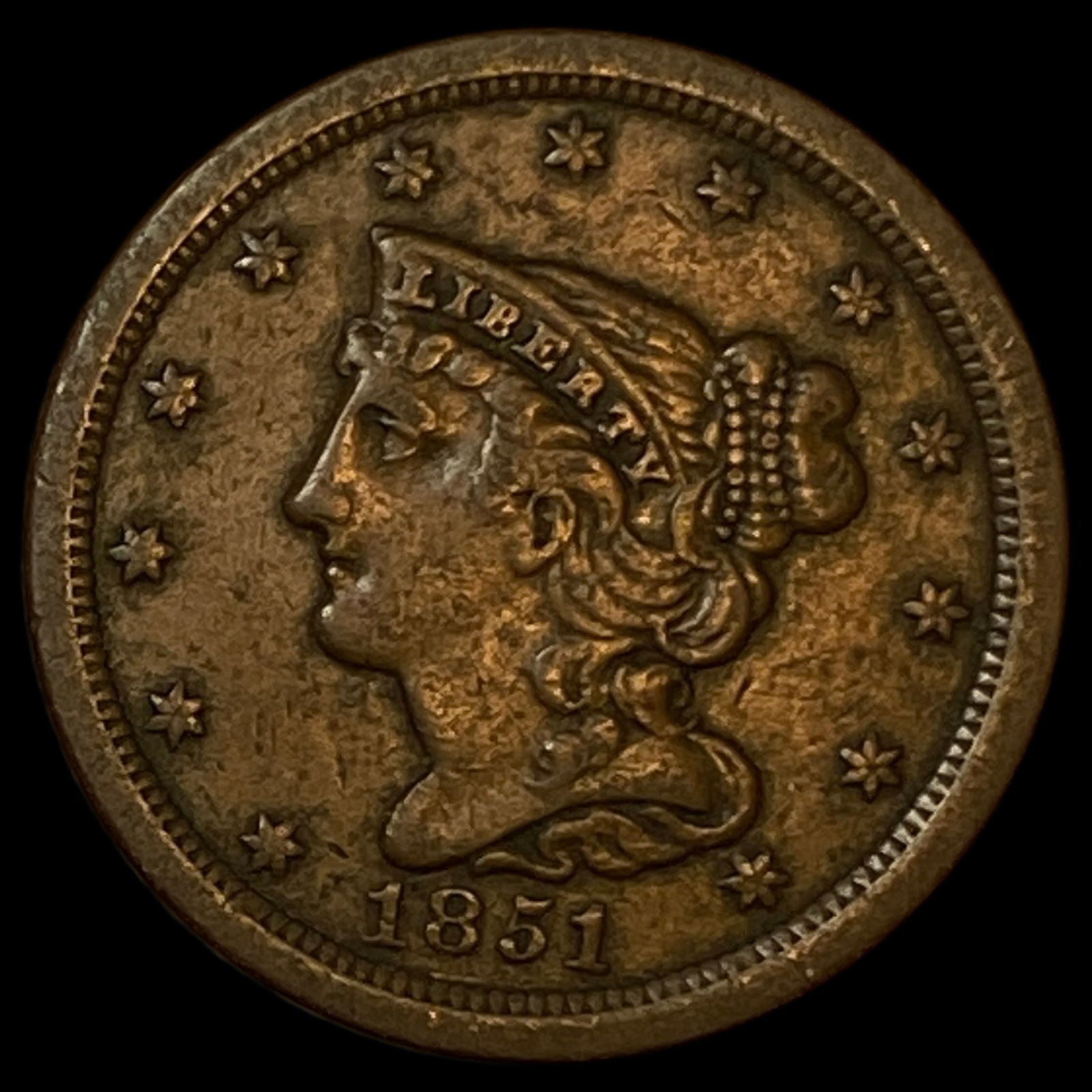 1851 Braided Hair Half Cent CLOSELY UNCIRCULATED (1 of 2)