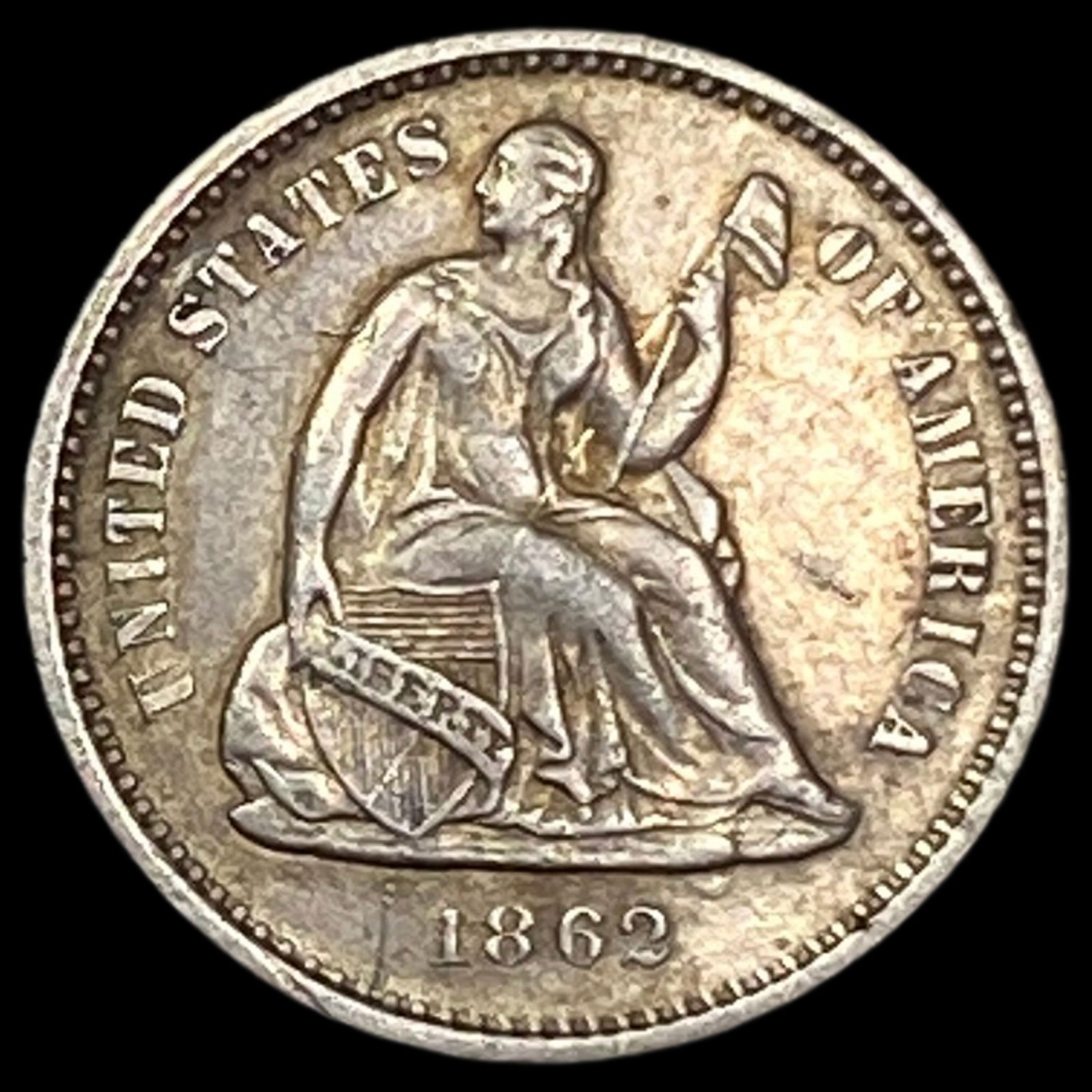 1862 Seated Liberty Half Dime CLOSELY UNCIRCULATED (1 of 2)