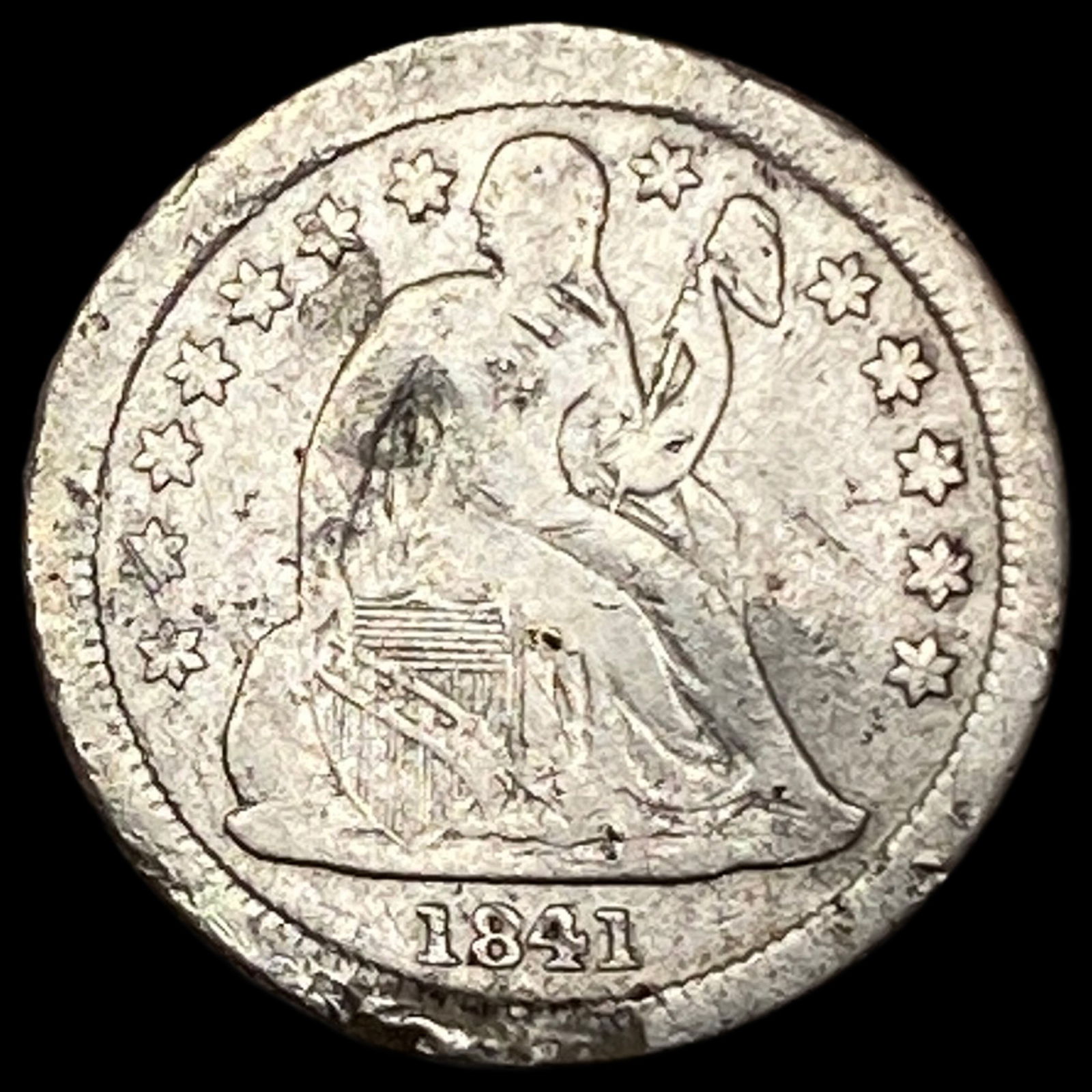 1841-O Silver Seated Liberty Dime NICELY CIRCULATED (1 of 2)