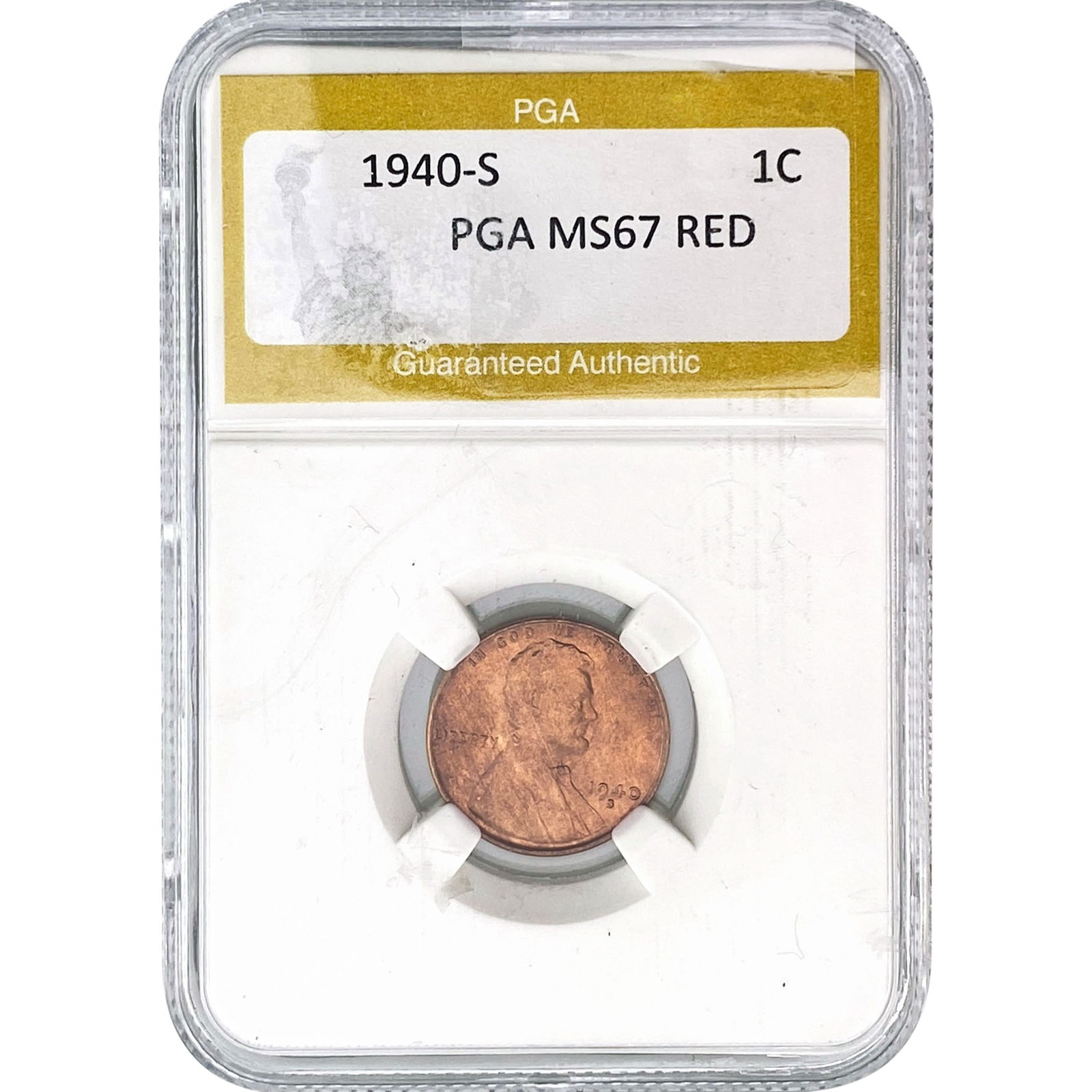 1940-S Wheat Cent PGA MS67 RED: 1940-S Wheat Cent PGA MS67 RED