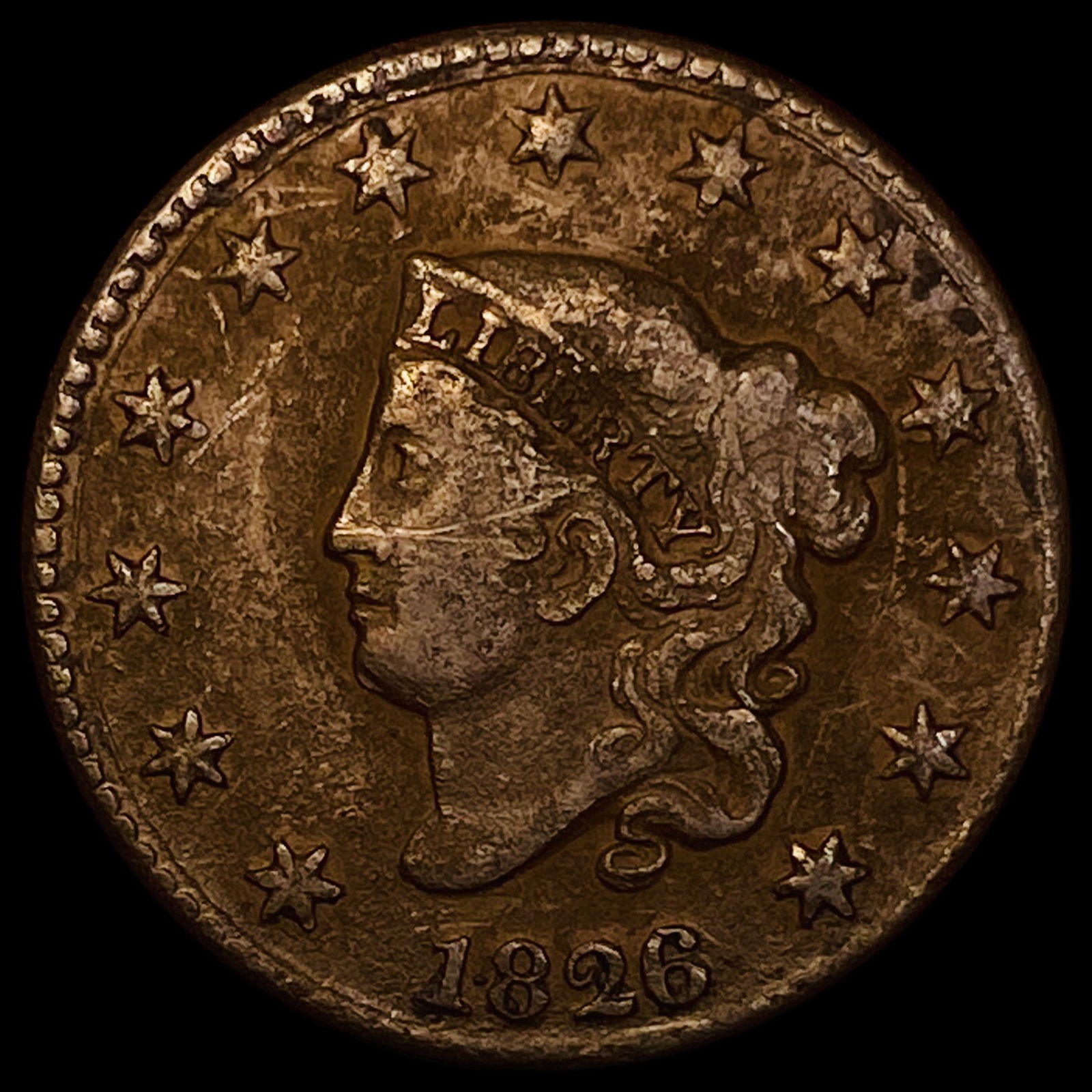 1826 Coronet Head Large Cent NEARLY UNCIRCULATED: 1826 Coronet Head Large Cent NEARLY UNCIRCULATED