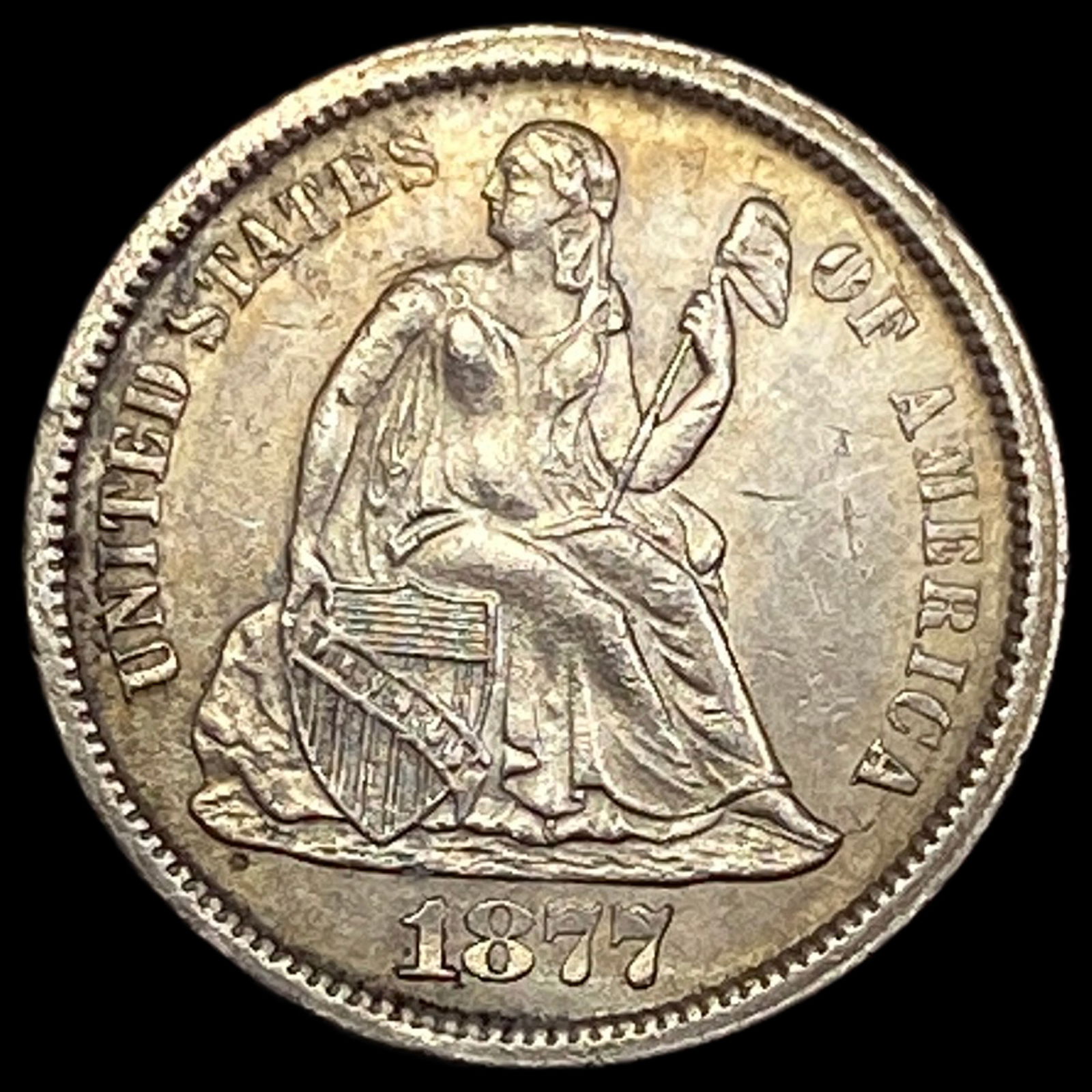1877-CC Silver Seated Liberty Dime UNCIRCULATED (1 of 2)