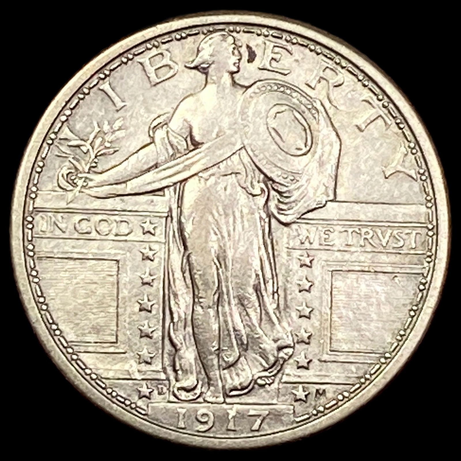 1917-D Type 1 Standing Liberty Quarter CHOICE AU: 1917-D Type 1 Standing Liberty Quarter CHOICE AU