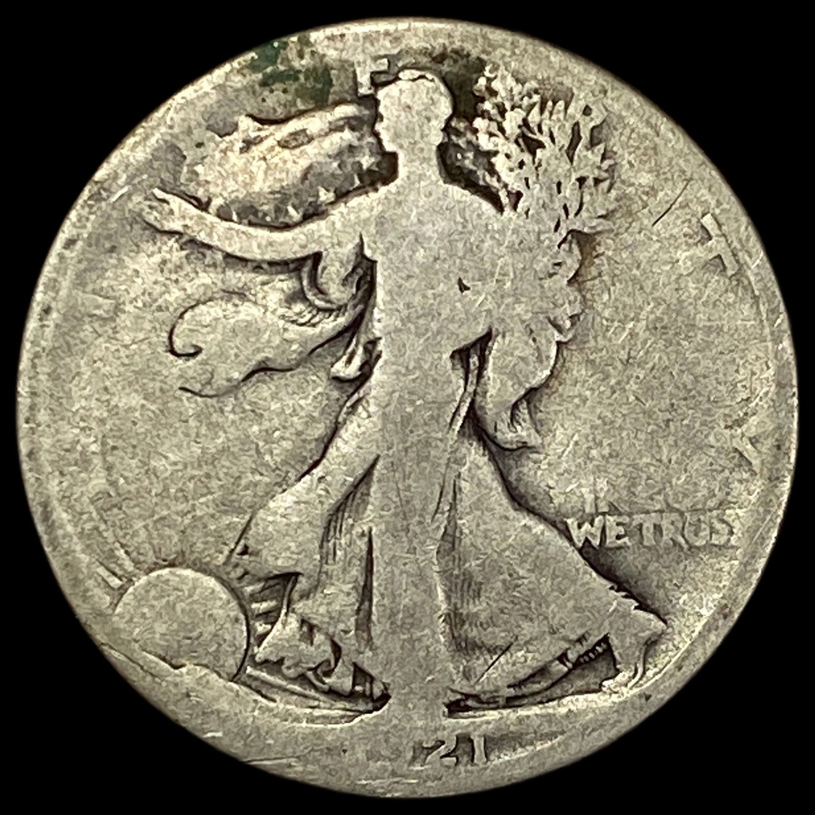 1921-D Silver Walking Liberty Half Dollar NICELY CIRCULATED: 1921-D Silver Walking Liberty Half Dollar NICELY CIRCULATED