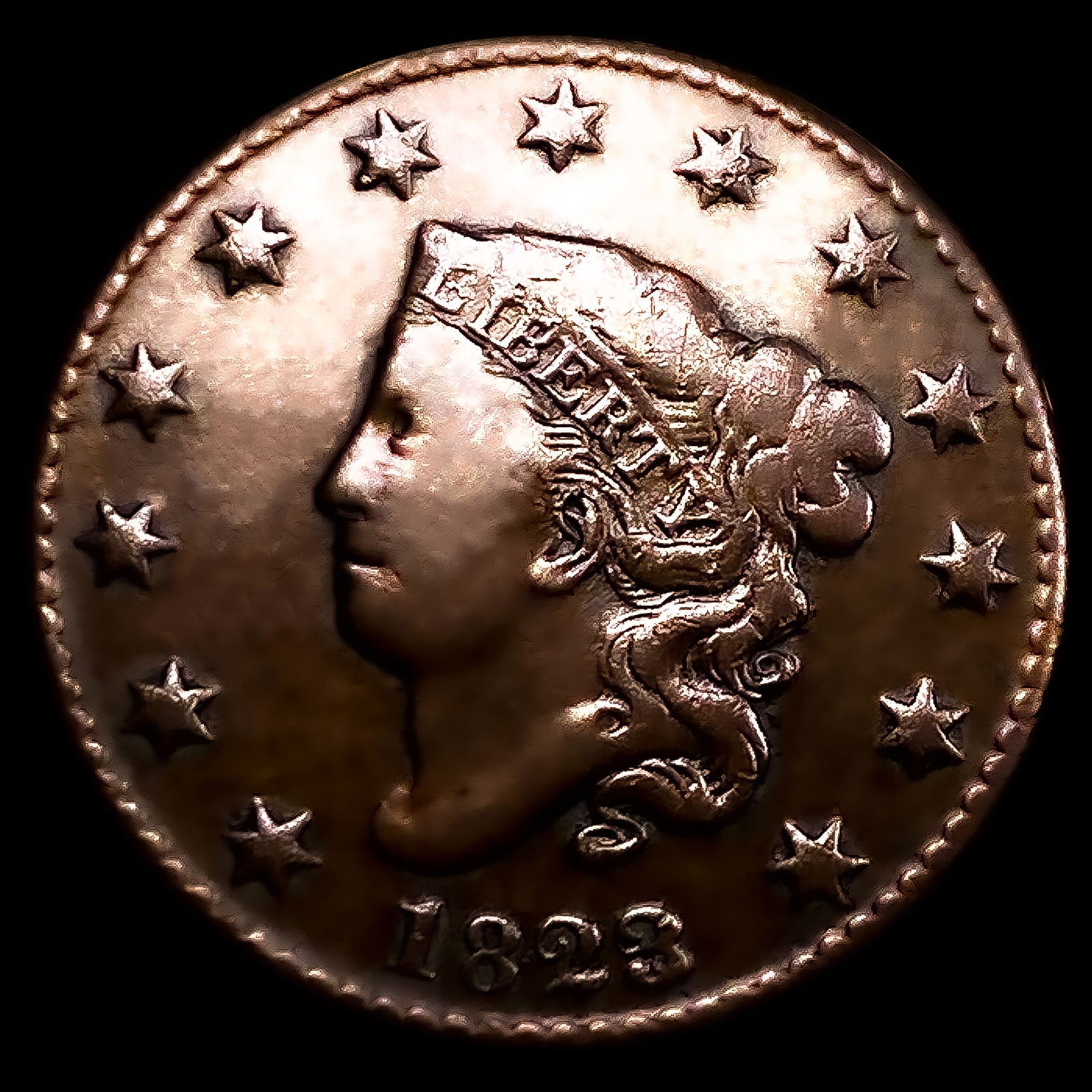 1823/2 Coronet Head Large Cent ABOUT UNCIRCULATED (1 of 2)