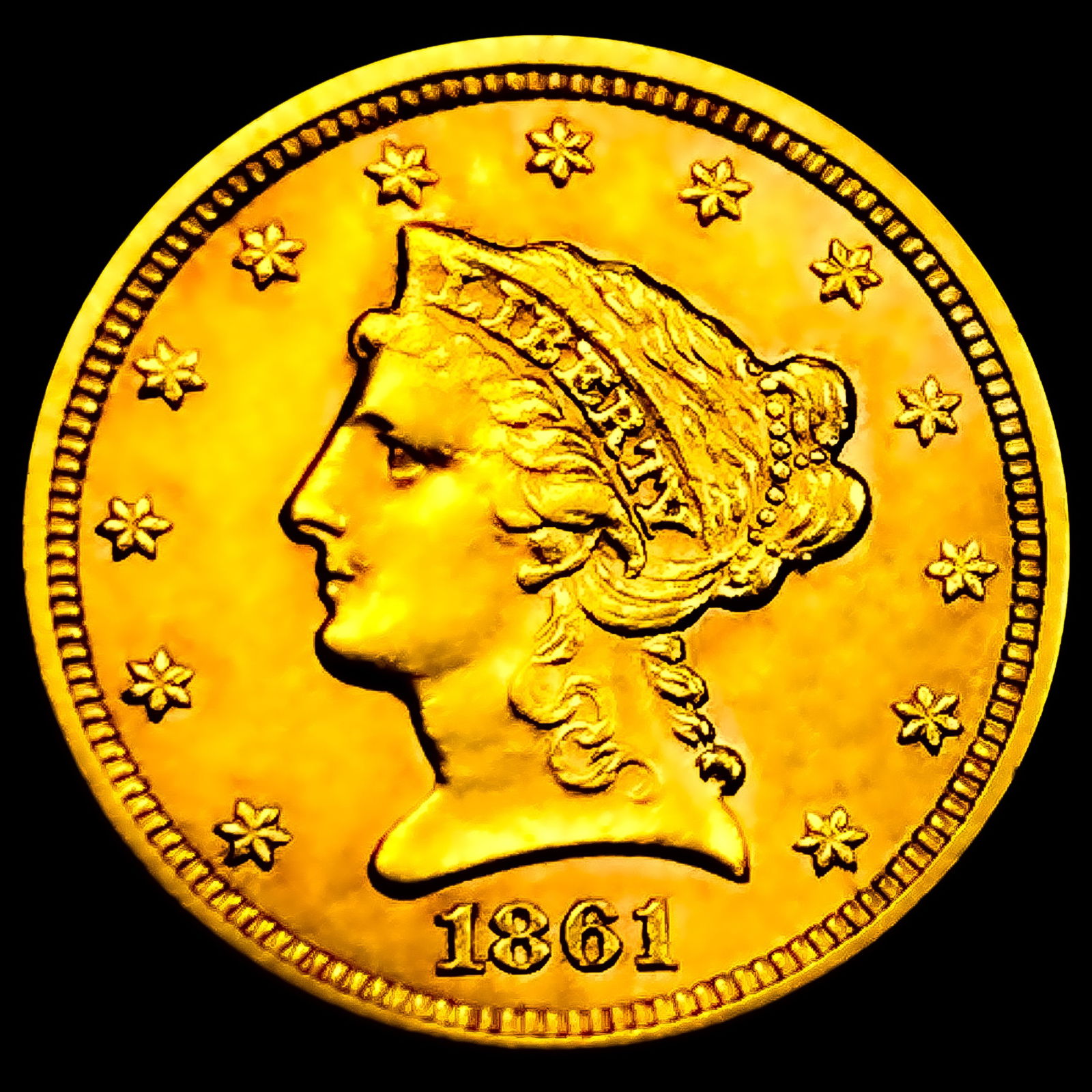 1861 New Rev Civil War Date $2.50 Gold Quarter Eag (1 of 2)