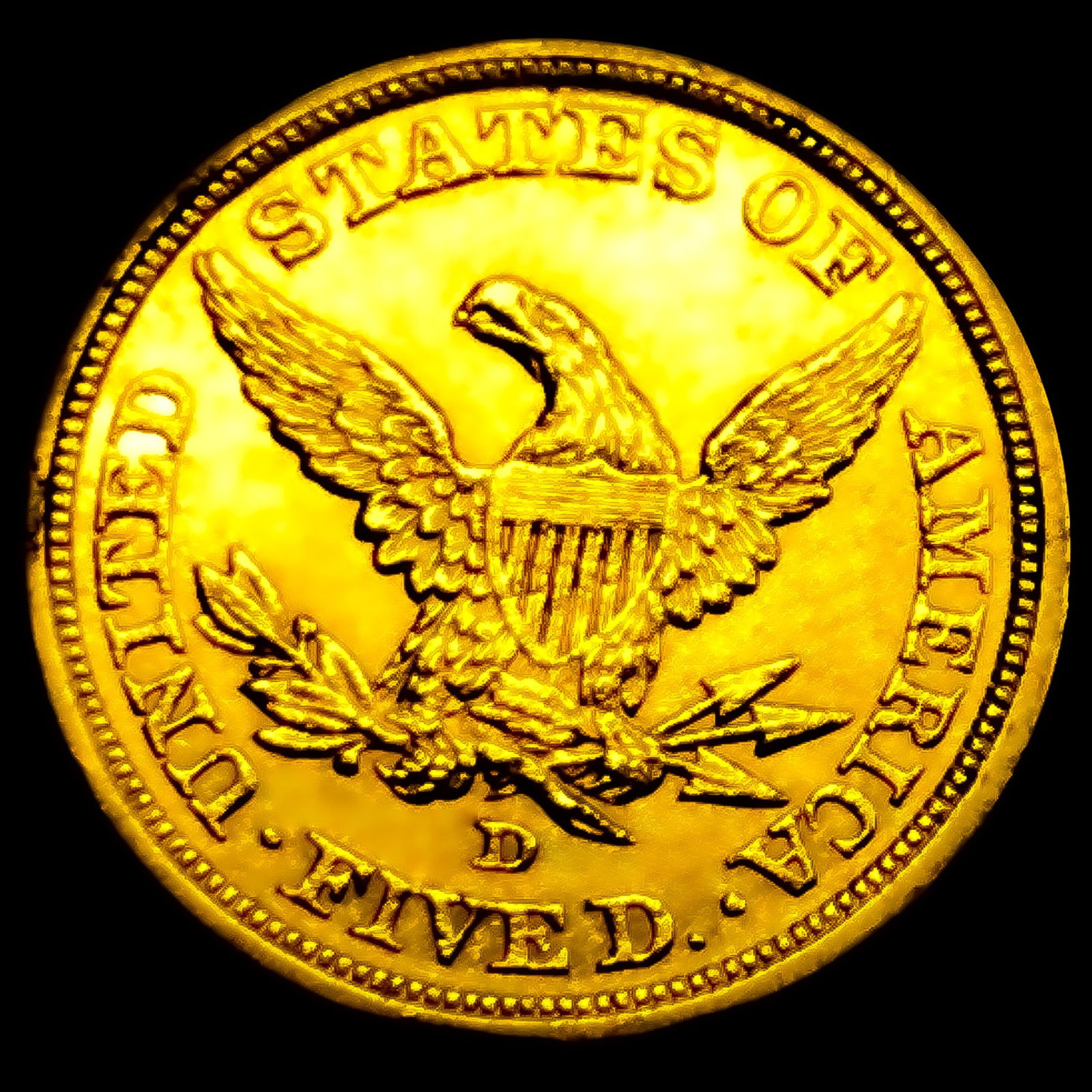 1843-D $5 Gold Half Eagle - 2
