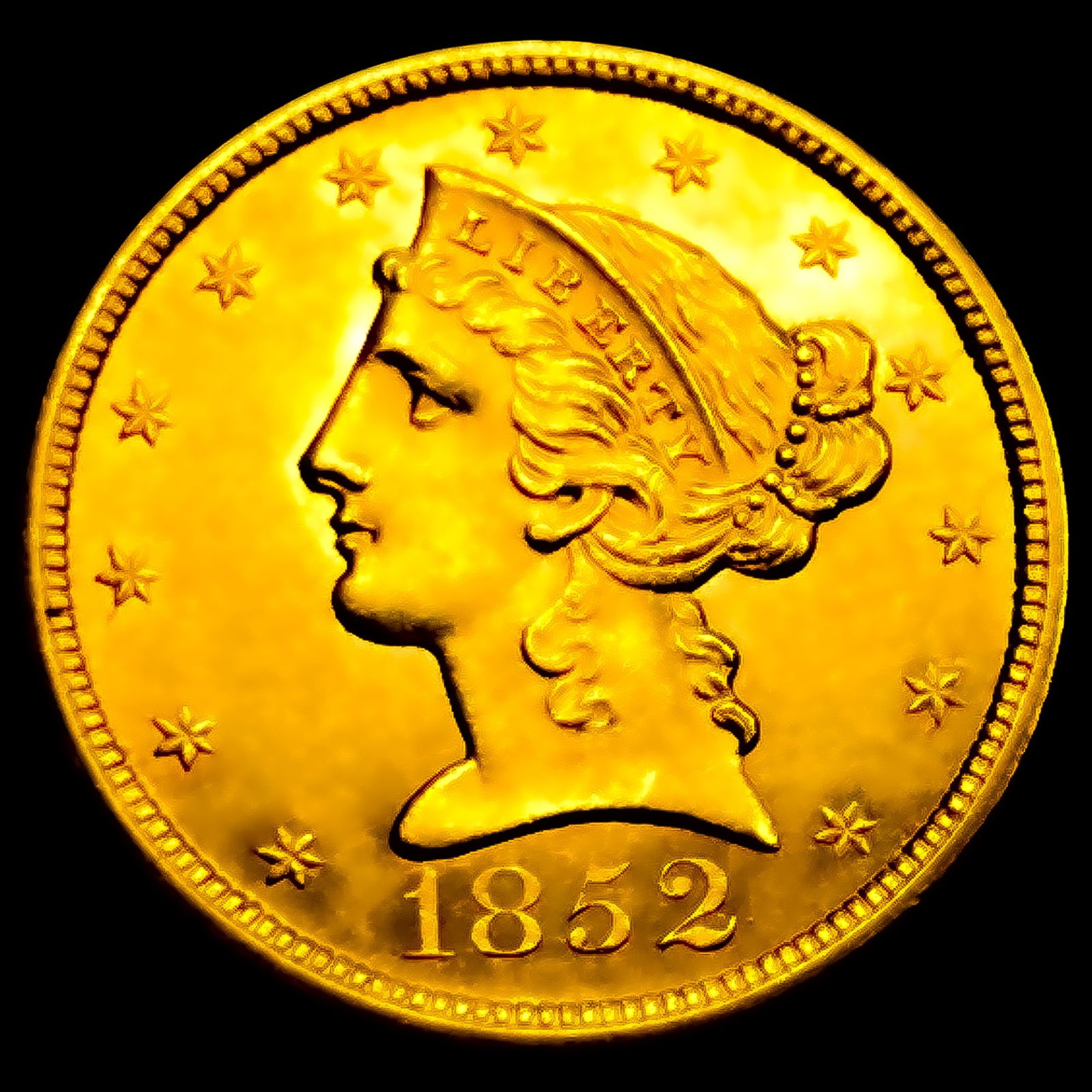 1852 $5 Gold Half Eagle (1 of 2)