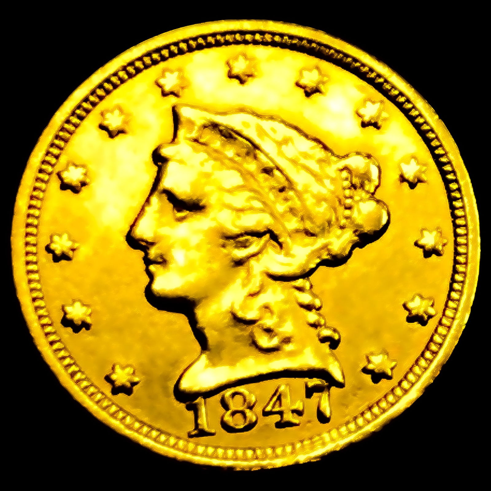 1847-C $2.50 Gold Quarter Eagle: 1847-C $2.50 Gold Quarter Eagle