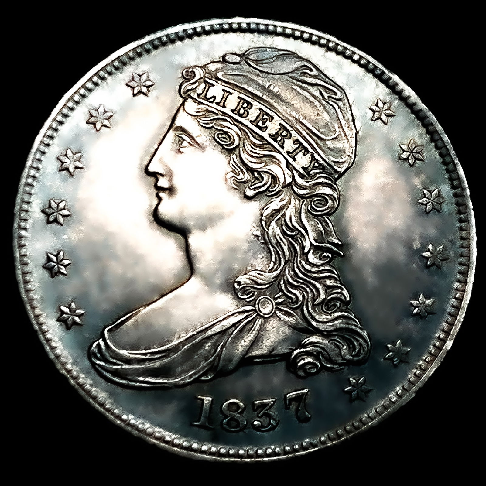 1837 Capped Bust Half Dollar UNCIRCULATED + (1 of 2)