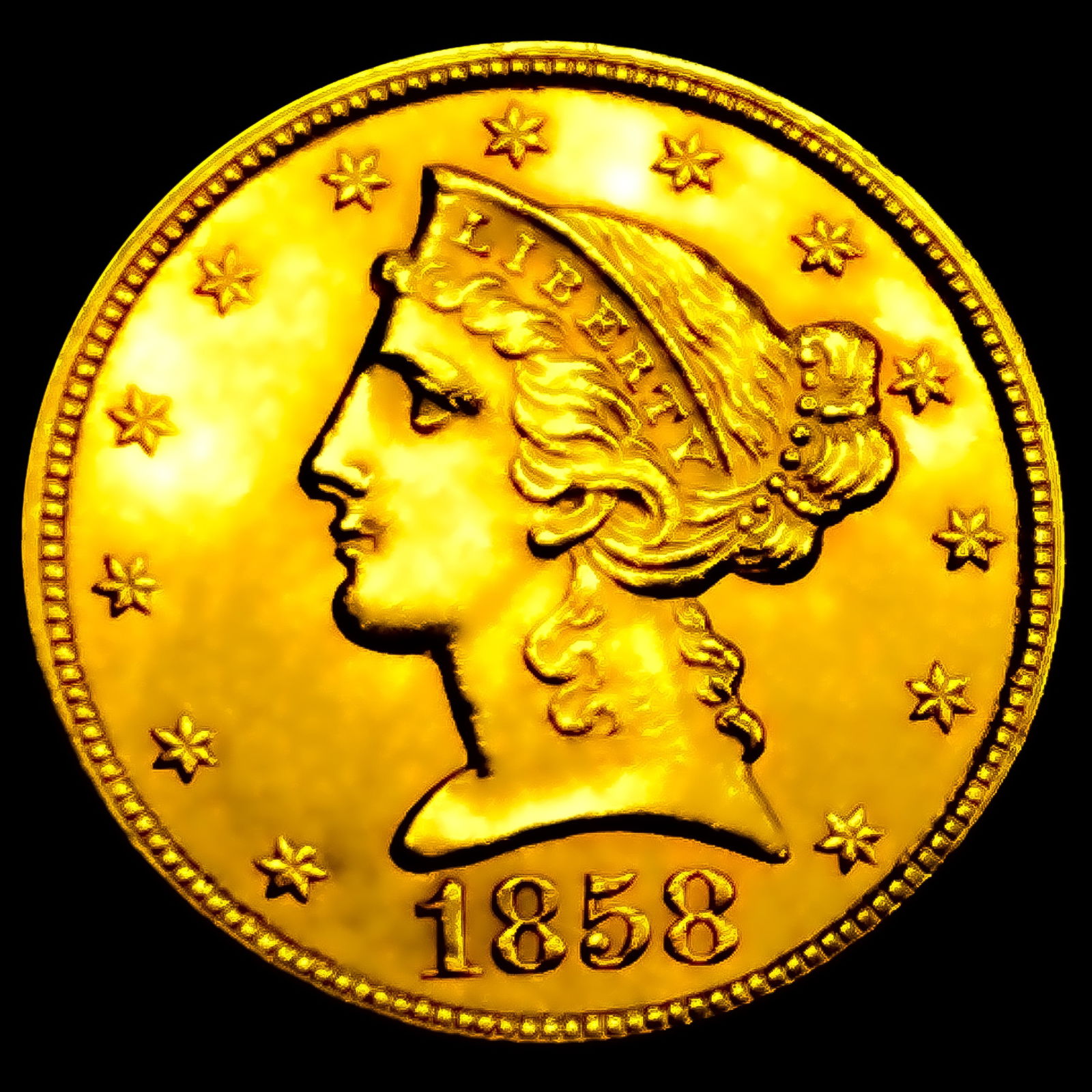1858 $5 Gold Half Eagle UNCIRCULATED (1 of 2)