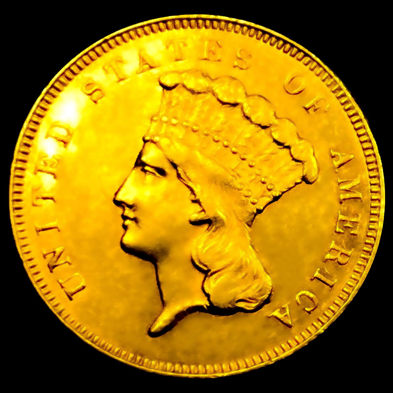 1866 $3 Gold Piece CHOICE BU: 1866 $3 Gold Piece CHOICE BU